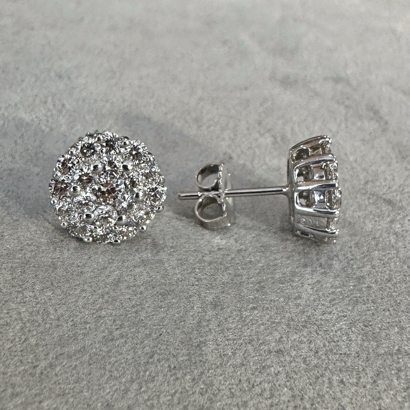 Round Diamond Pave Stud Earrings 2.06 cttw in 14k White Gold