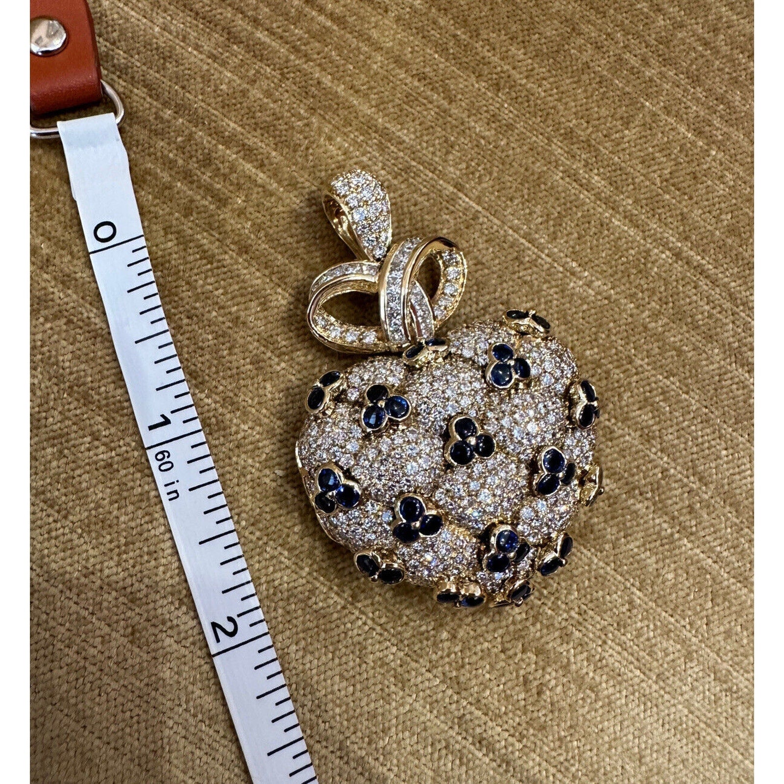 Large Sapphire and Diamond Heart Locket Pendant in 18k Yellow Gold - HM2499ZZ