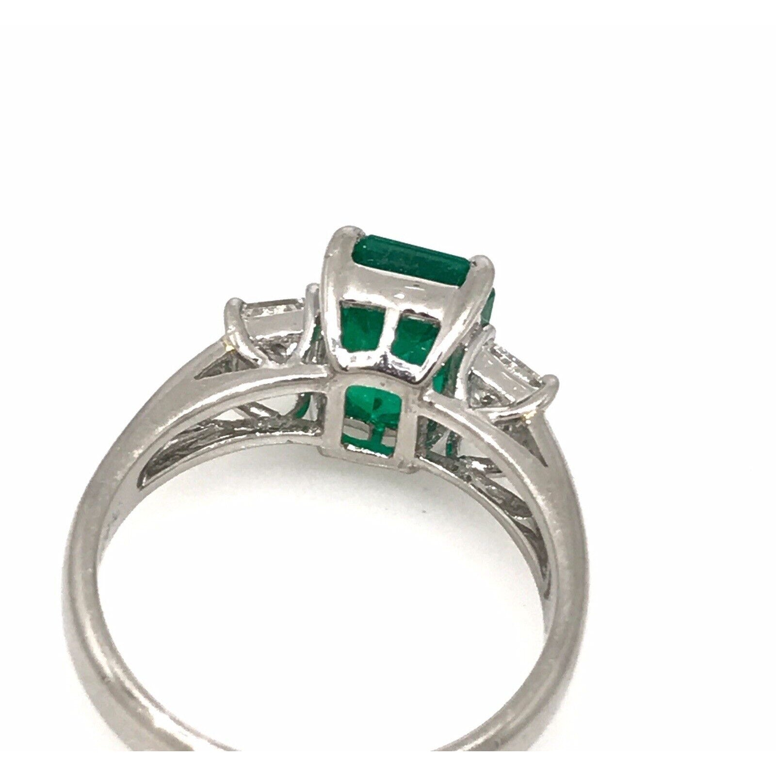 GIA 2.09ct Colombian Emerald Three-stone ring w/ Diamonds in Platinum