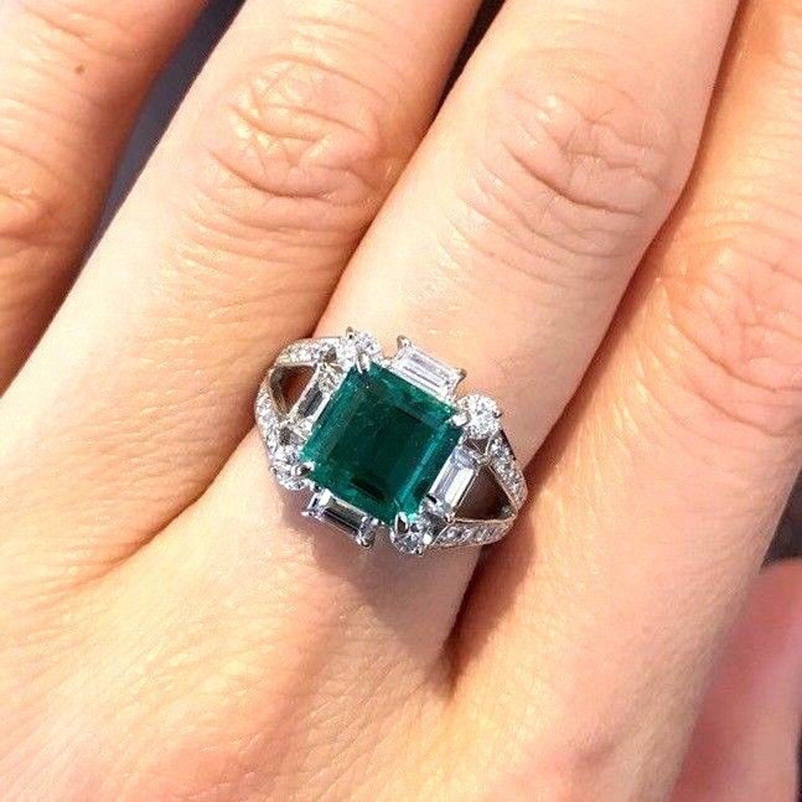 GIA Certified Colombian Emerald and Diamond Ring in Platinum