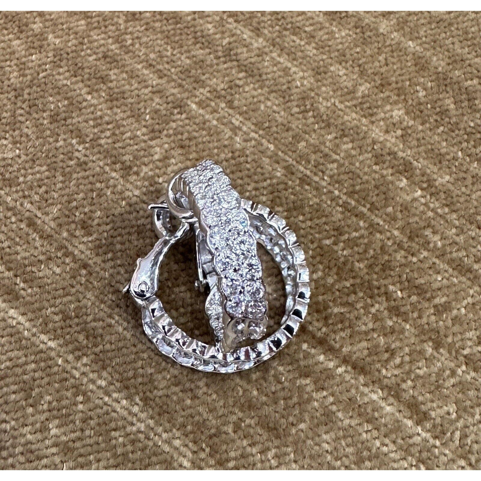 Two Row Diamond Hoop Earrings 2.00 cttw in 18k White Gold