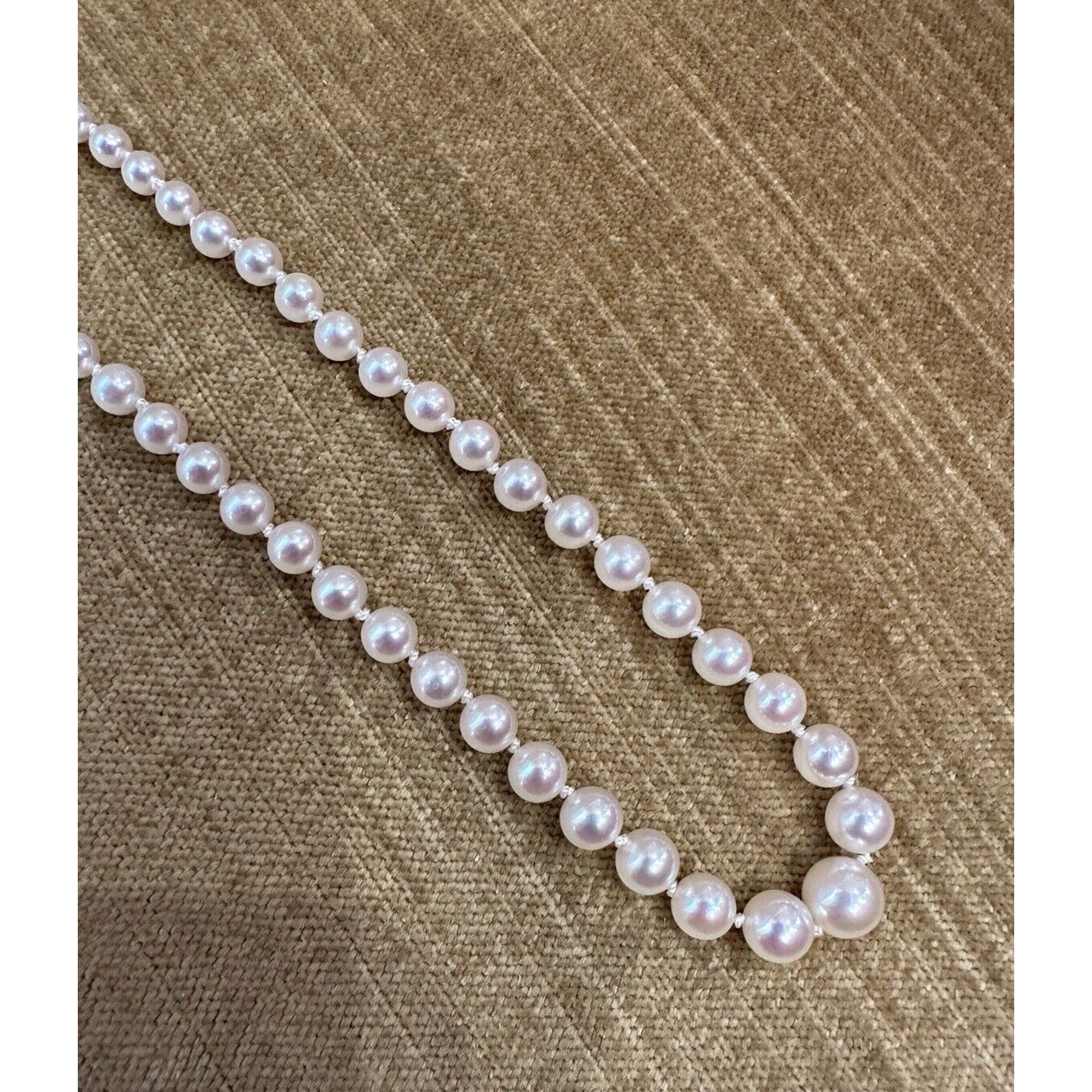 Graduated Pearl Necklace with Vintage French Diamond Clasp in 18k White Gold