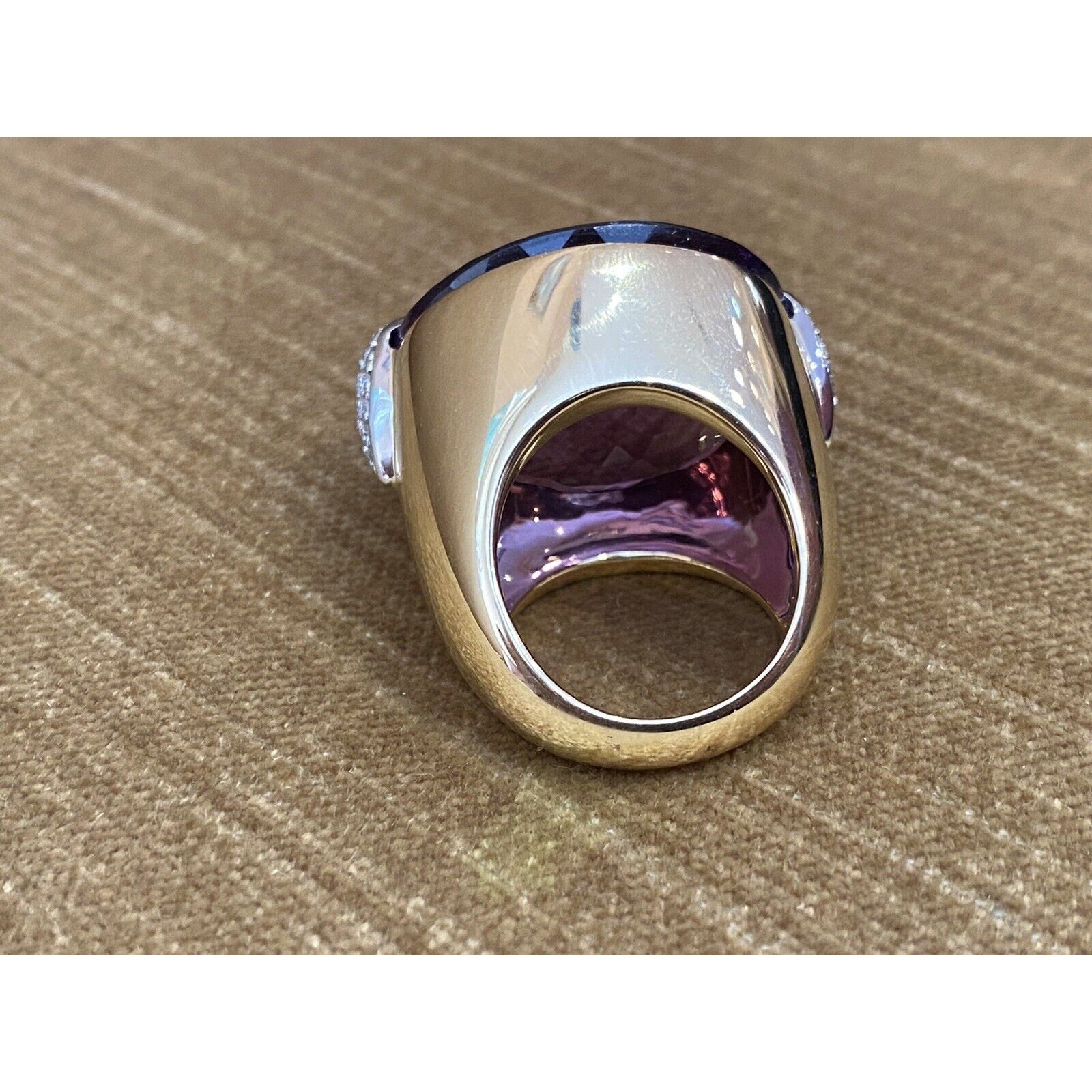 Large 54.03 cts Amethyst & Diamond Cocktail Ring in Plat & 18k Gold