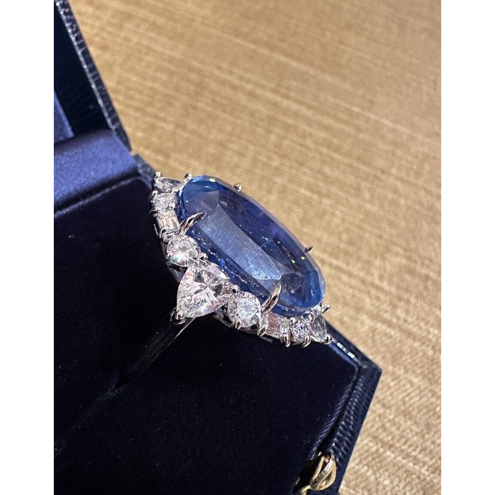 GRS Certified 19.17 ct Ceylon Sapphire 18k&16k White Gold Diamond Ring -HM2457SZ