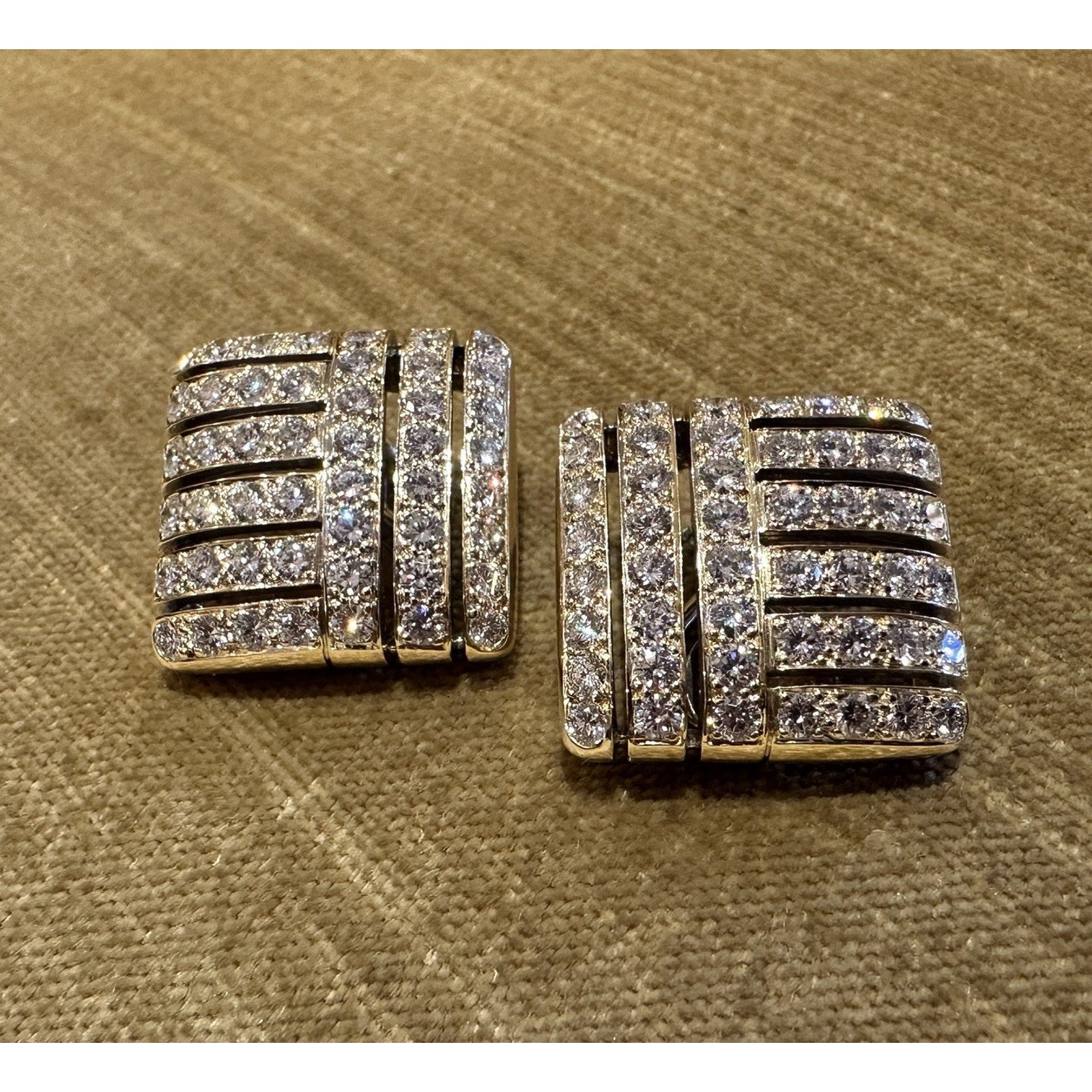 Natural Diamond Square Button Earrings 5cttw in 18k & 14k Yellow Gold