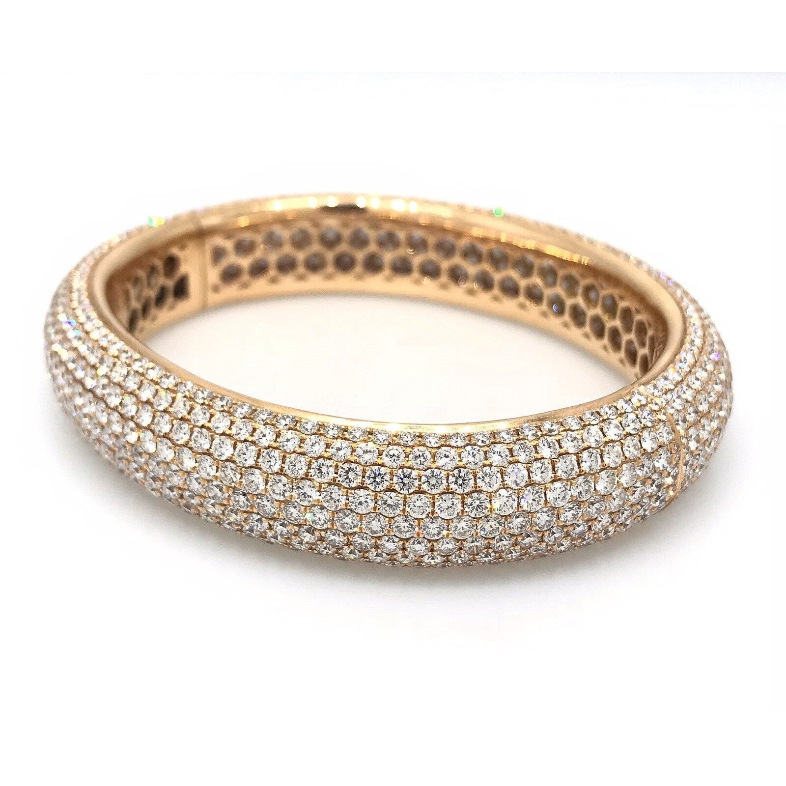 24.25 ct Diamond Pave Bangle Bracelet in 18k Rose Gold