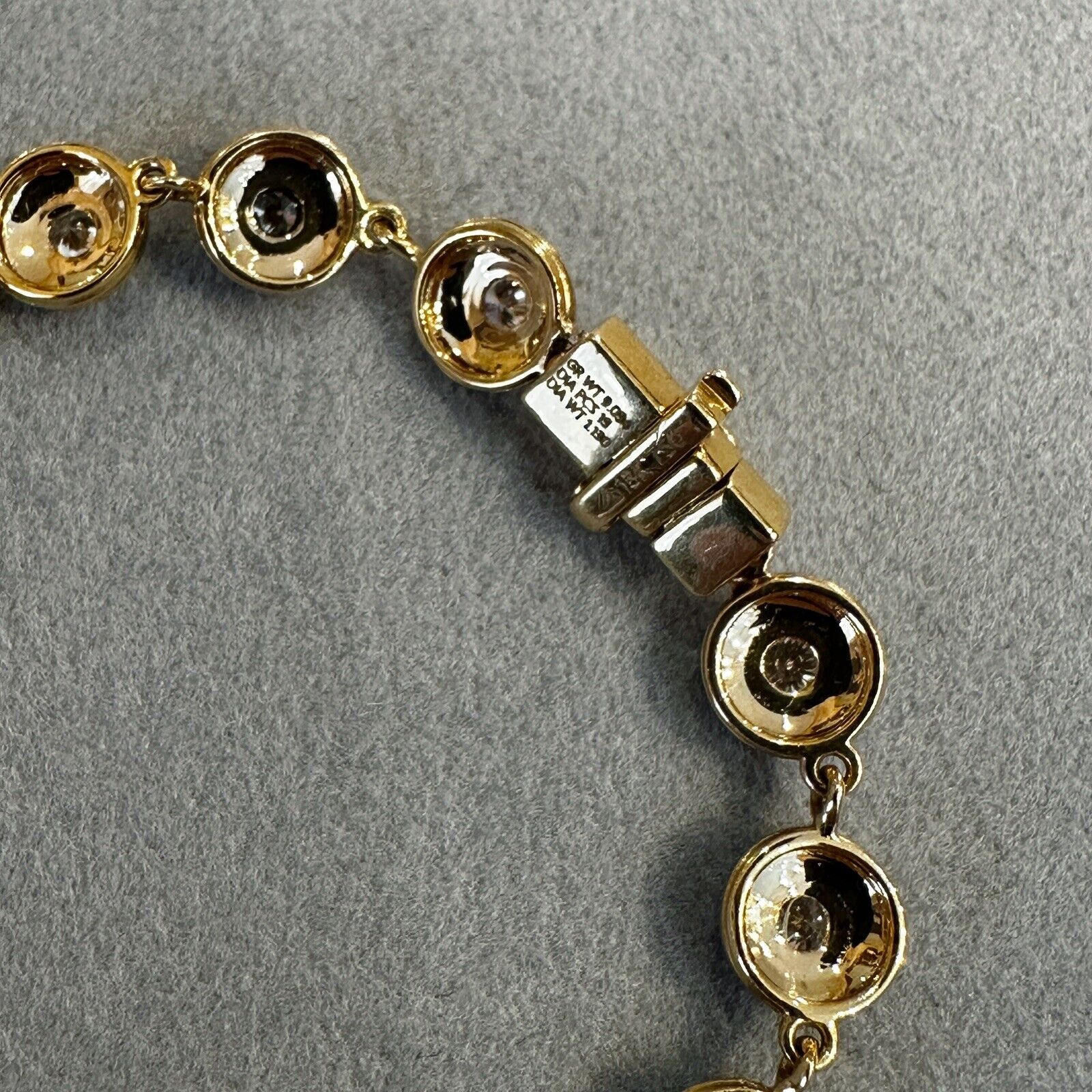 Round Diamond and Enamel Line Bracelet in White and Yellow Gold