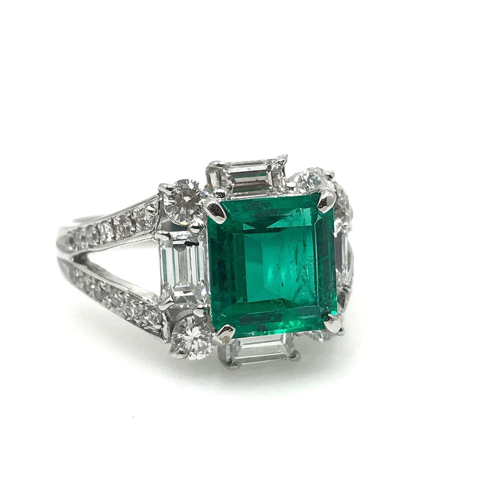 GIA Certified Colombian Emerald and Diamond Ring in Platinum