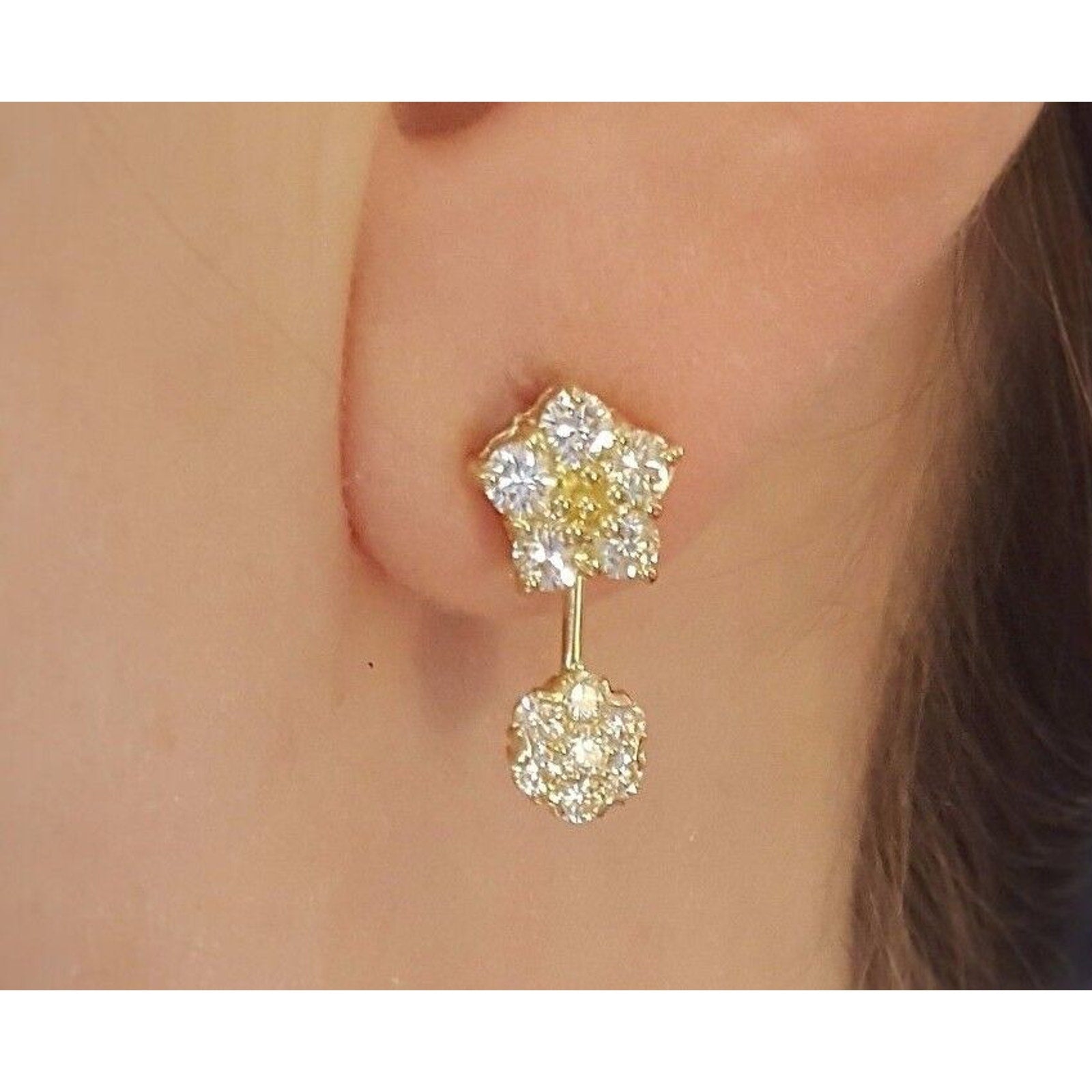 Floret Diamond Drop Earrings 1.42 cttw in 18k Yellow Gold