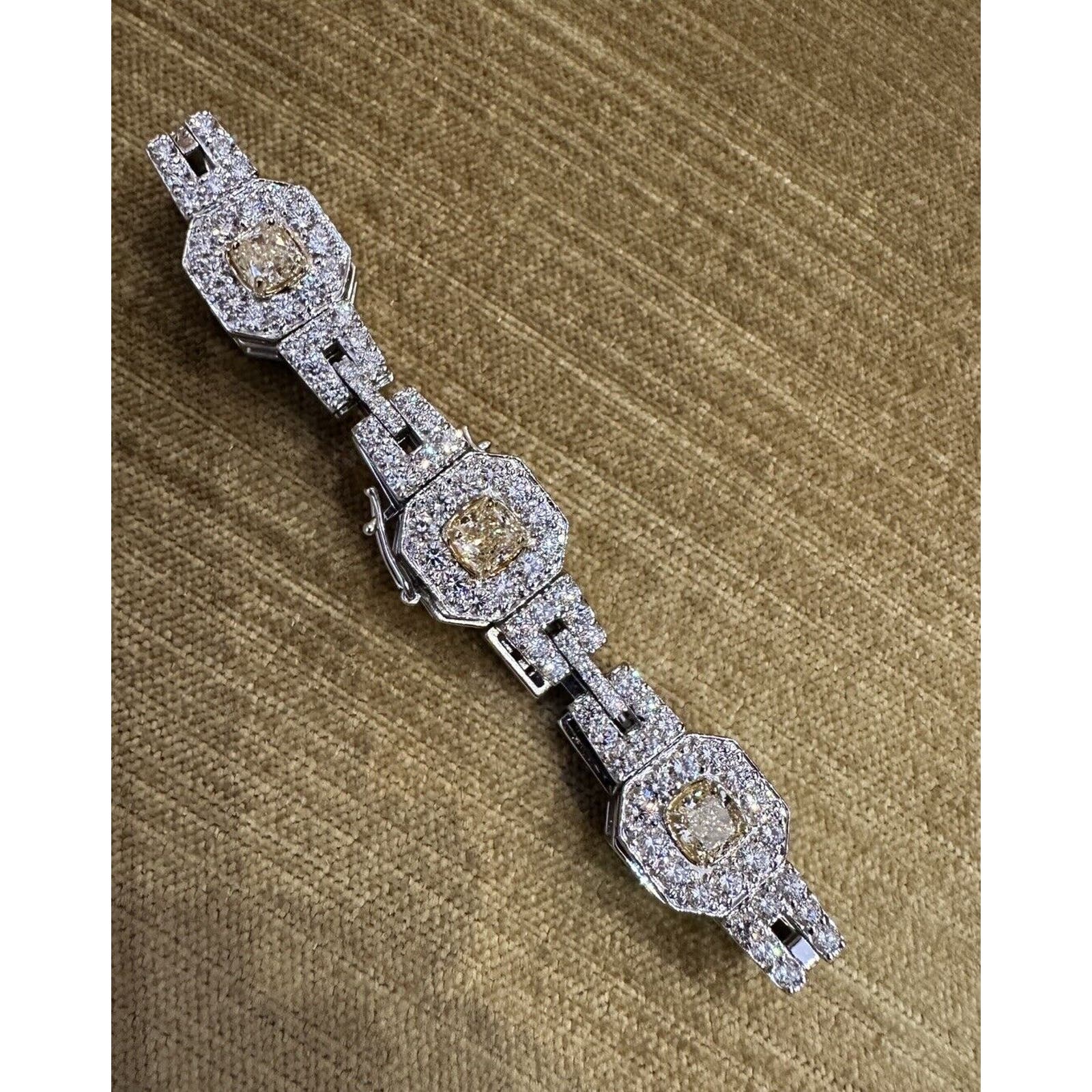 Natural Yellow and White Diamond Bracelet 15.86 cttw in 18k White Gold -HM2552SZ