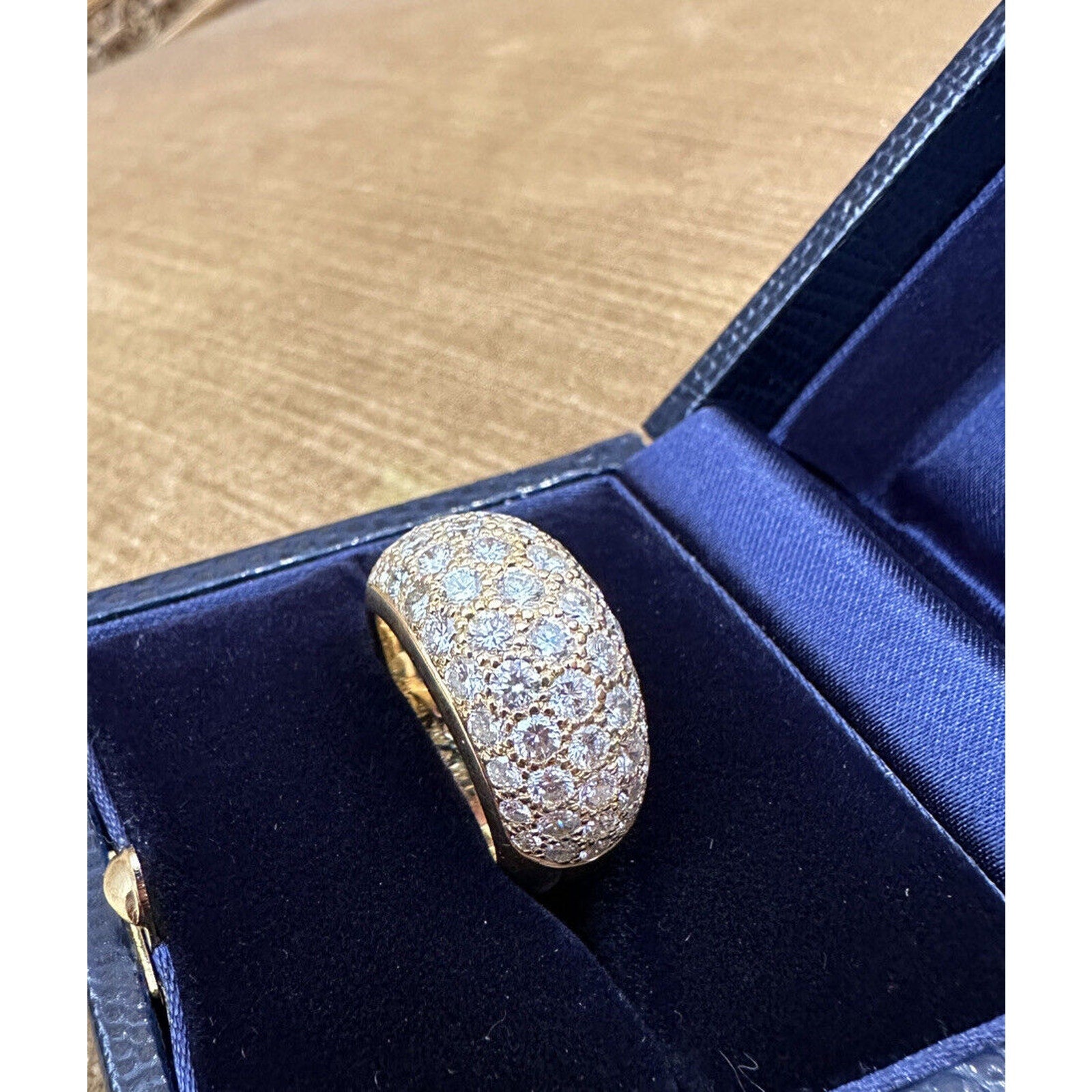 3.38 carats Diamond Pave Dome Ring in 18k Yellow Gold