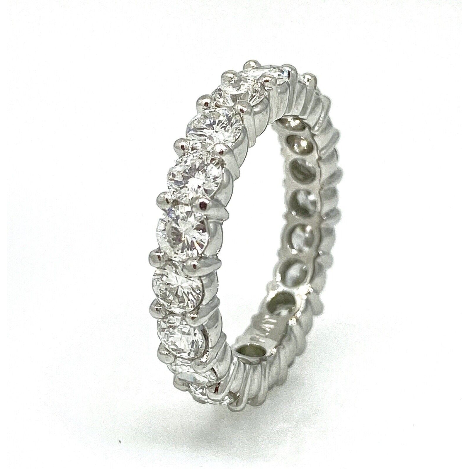 Round Diamond Eternity Band Ring 2.90 cttw in Platinum 3.3 mm Size 5.75