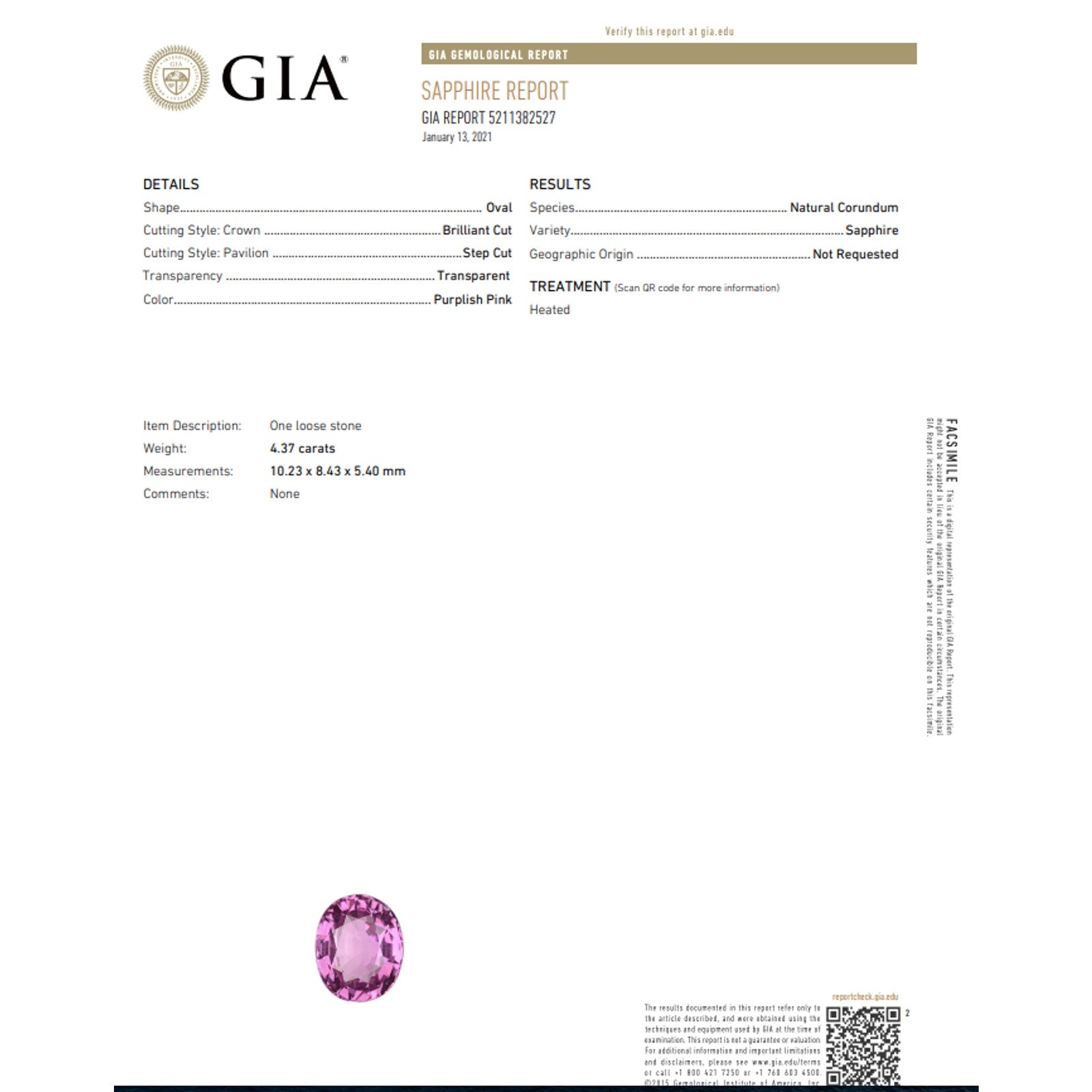 GIA Certified Pink Sapphire Diamond Flower Pin/Brooch in 18k White Gold