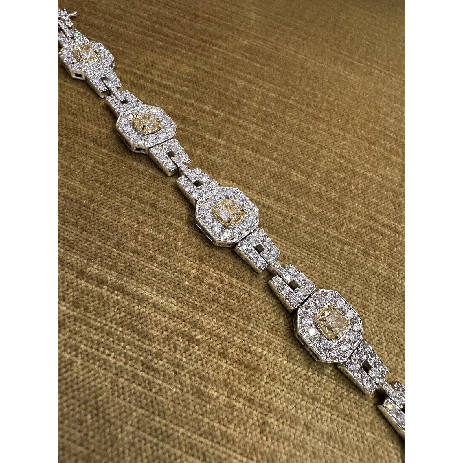 Natural Yellow and White Diamond Bracelet 15.86 cttw in 18k White Gold -HM2552SZ