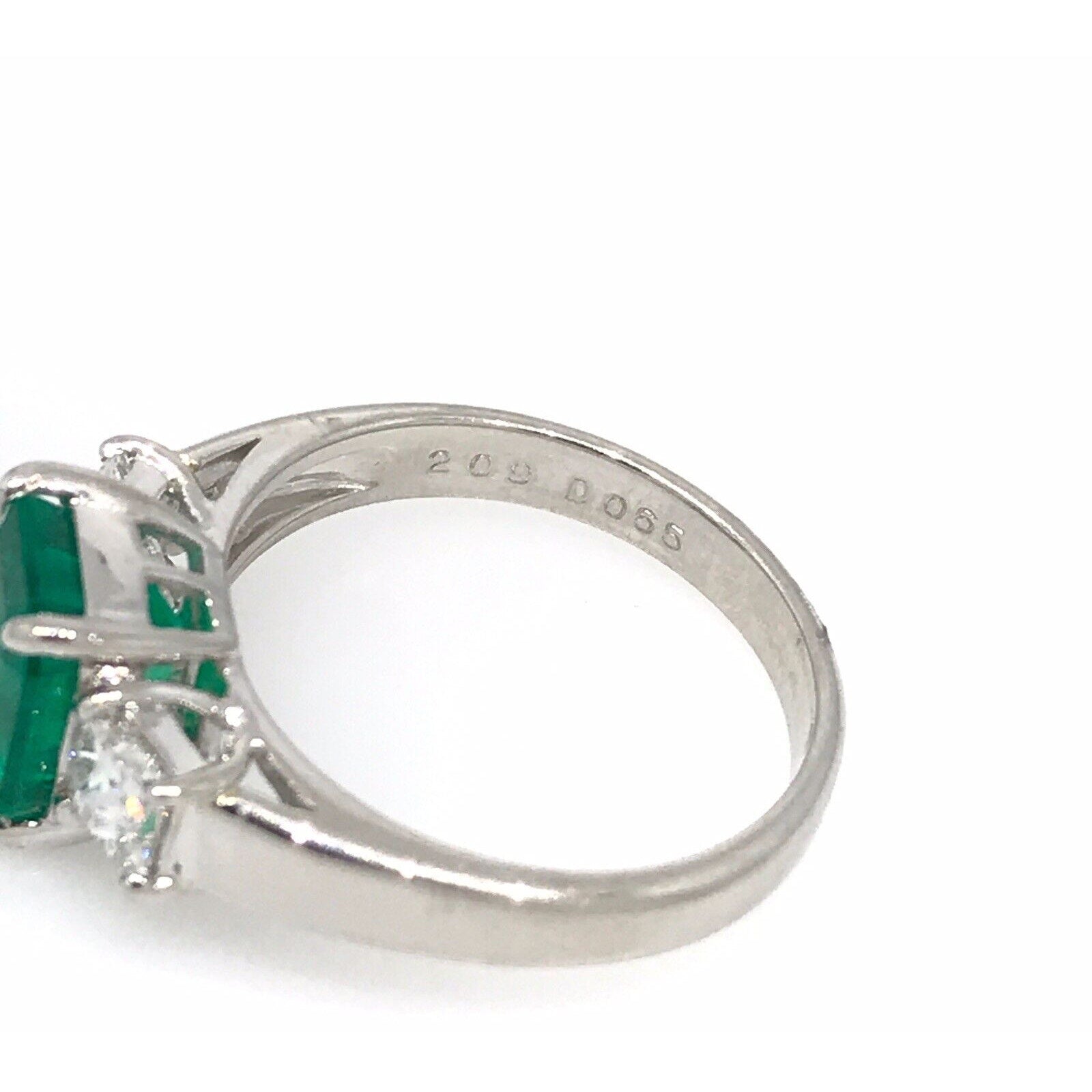 GIA 2.09ct Colombian Emerald Three-stone ring w/ Diamonds in Platinum