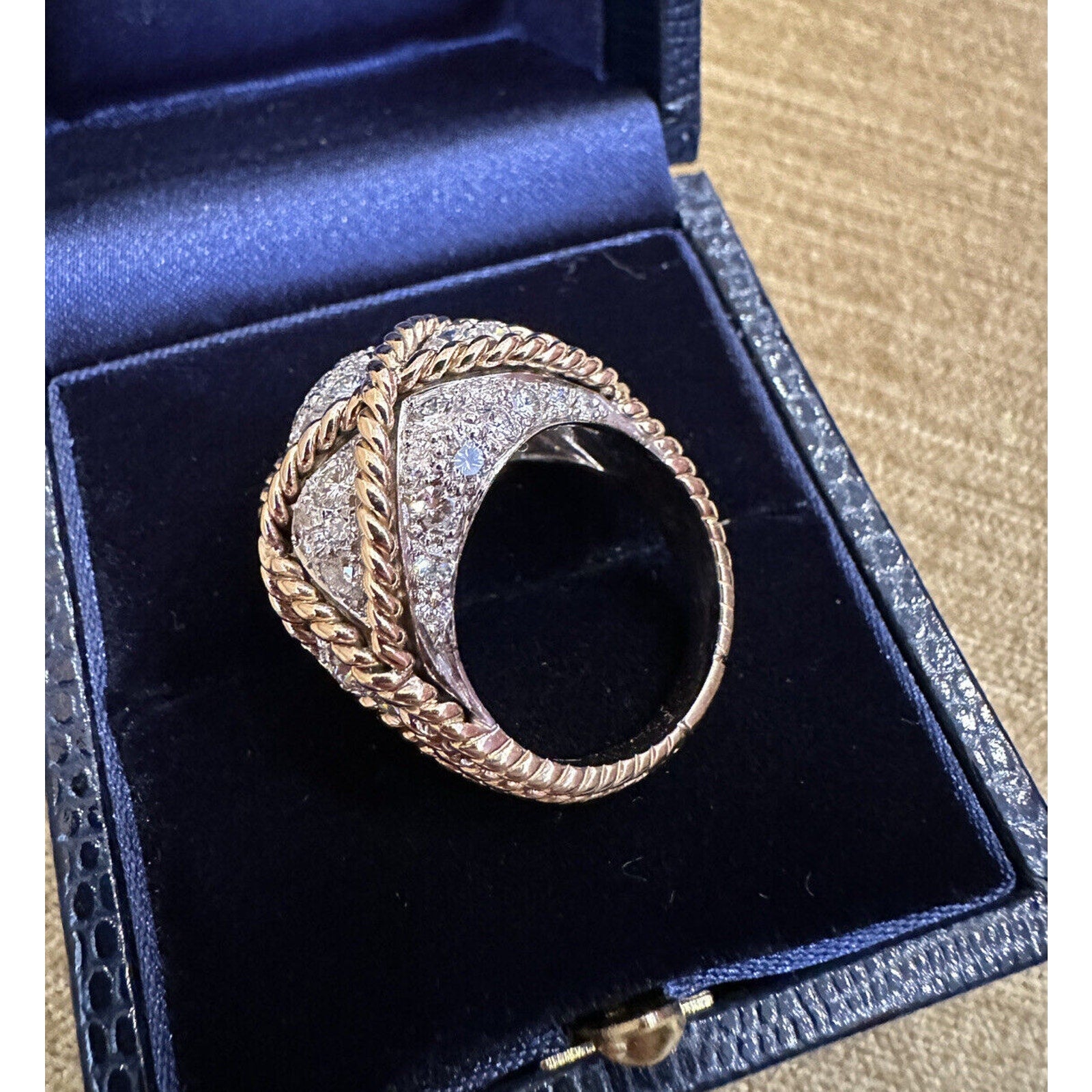 Diamond Pave Basket Weave Dome Ring 3.00 cttw in 14k Yellow Gold