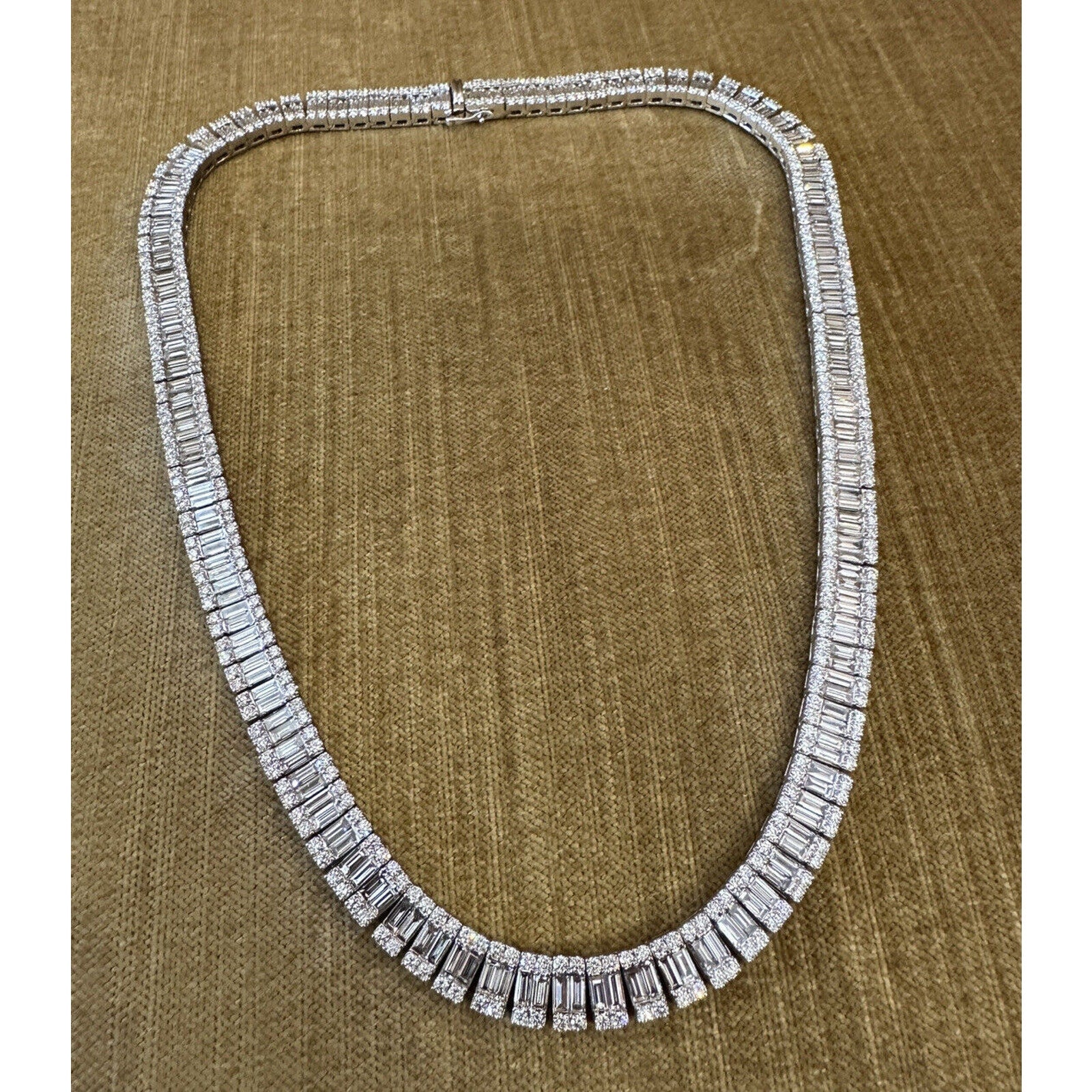 Illusion set Diamond Choker Necklace 28.00 Carats Total Weight in 14k White Gold