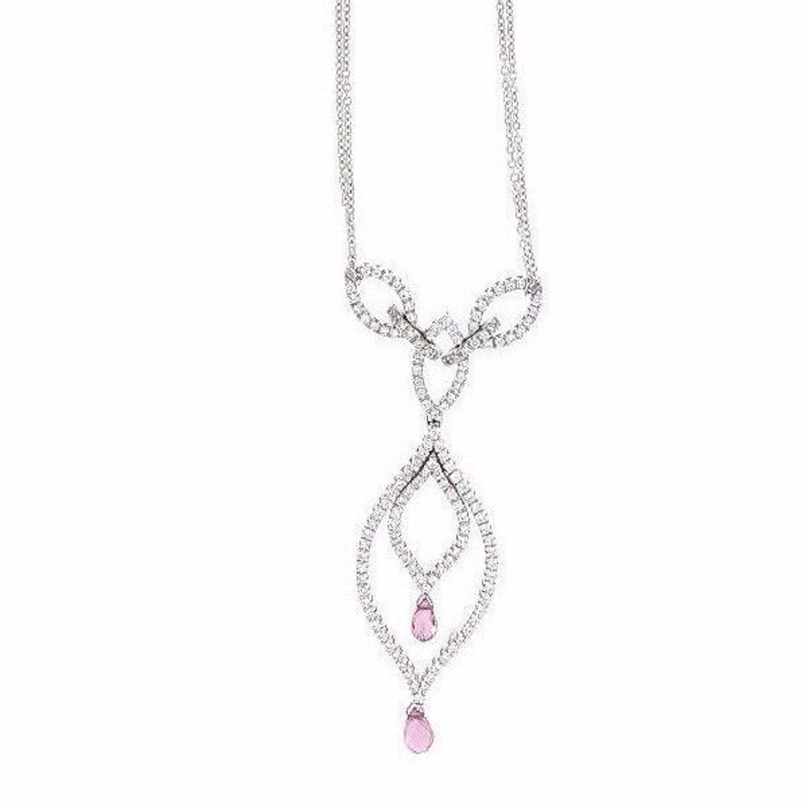 Piero Milano Sapphire and ds  Diamond Drop Necklace 18k White Gold