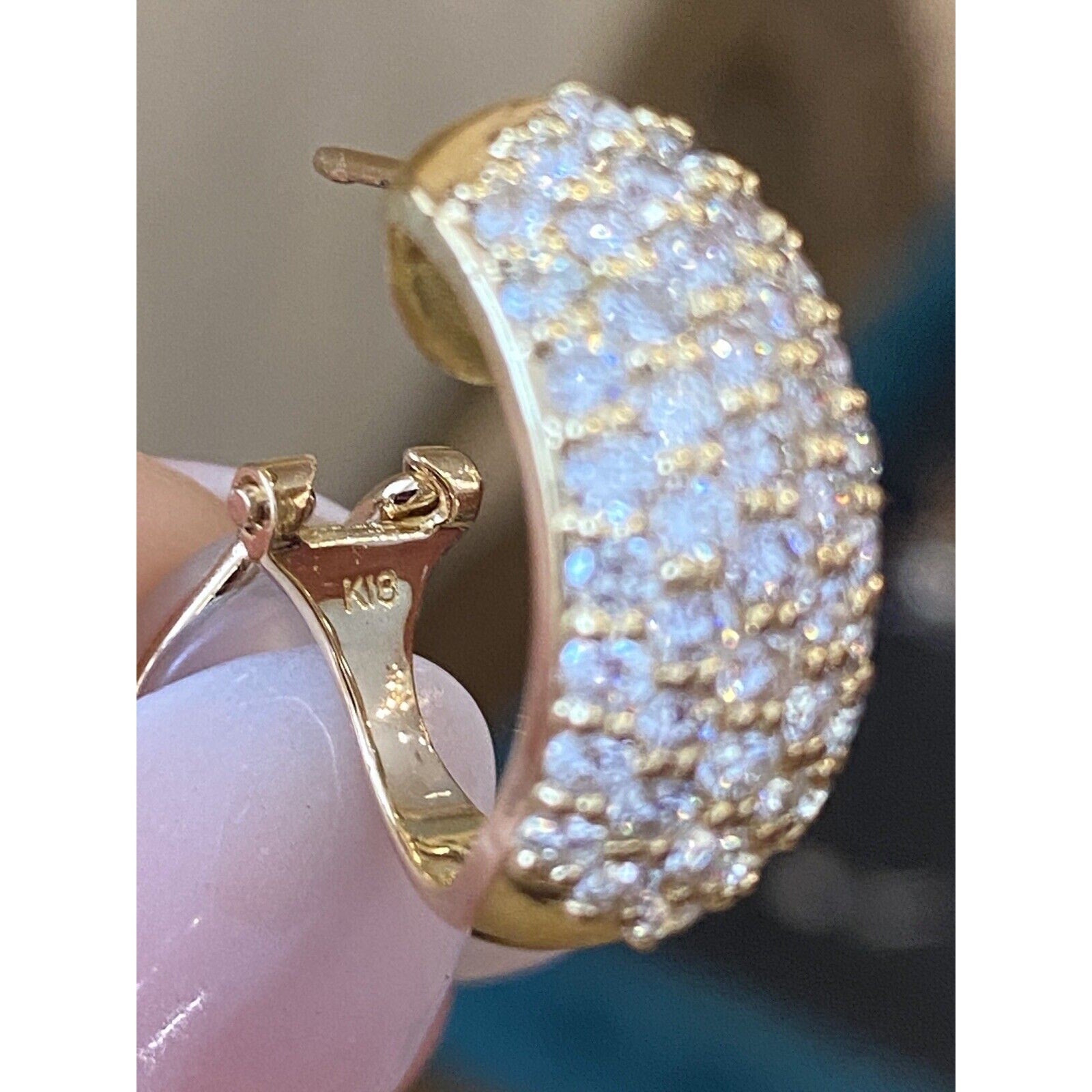 5 Row Pave Diamond Half Hoop Earrings 2.74 cttw in 18k Yellow Gold - HM2368SE