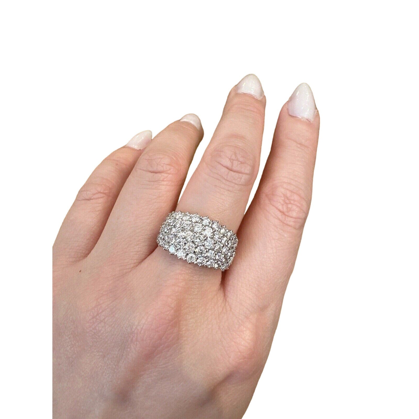 Wide Five Row Pave Diamond Ring 2.64 cttw in Platinum