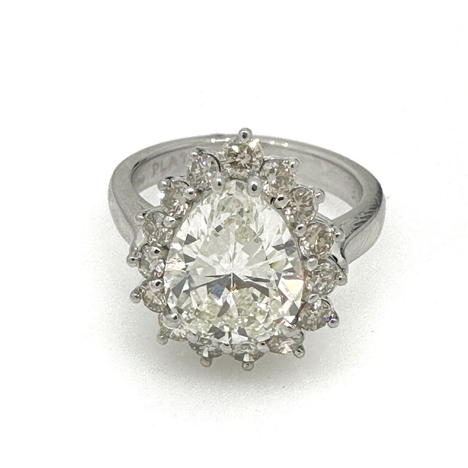 GIA 3.10 ct Pear Brilliant Diamond Ring with Diamonds in Platinum --HM2423SB