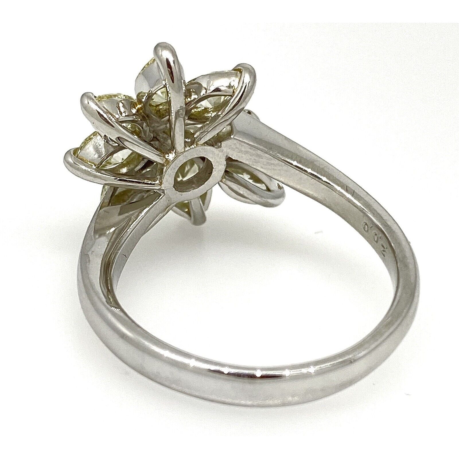 Light Yellow Marquise Diamond Cluster Ring 2.00 cttw in Platinum - HM2670