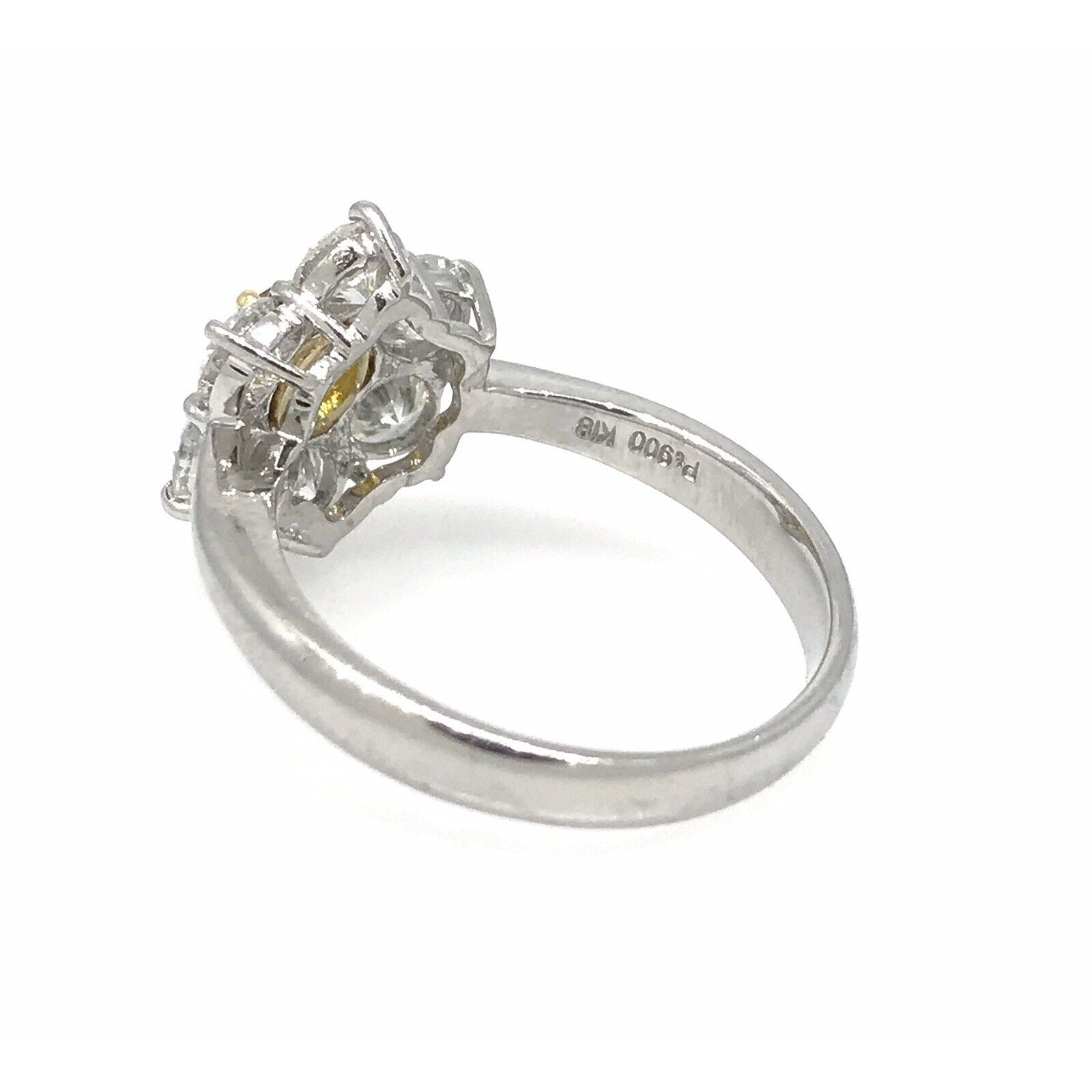 GIA Fancy Intense Yellow Diamond Floret Ring in Platinum /18k Gold