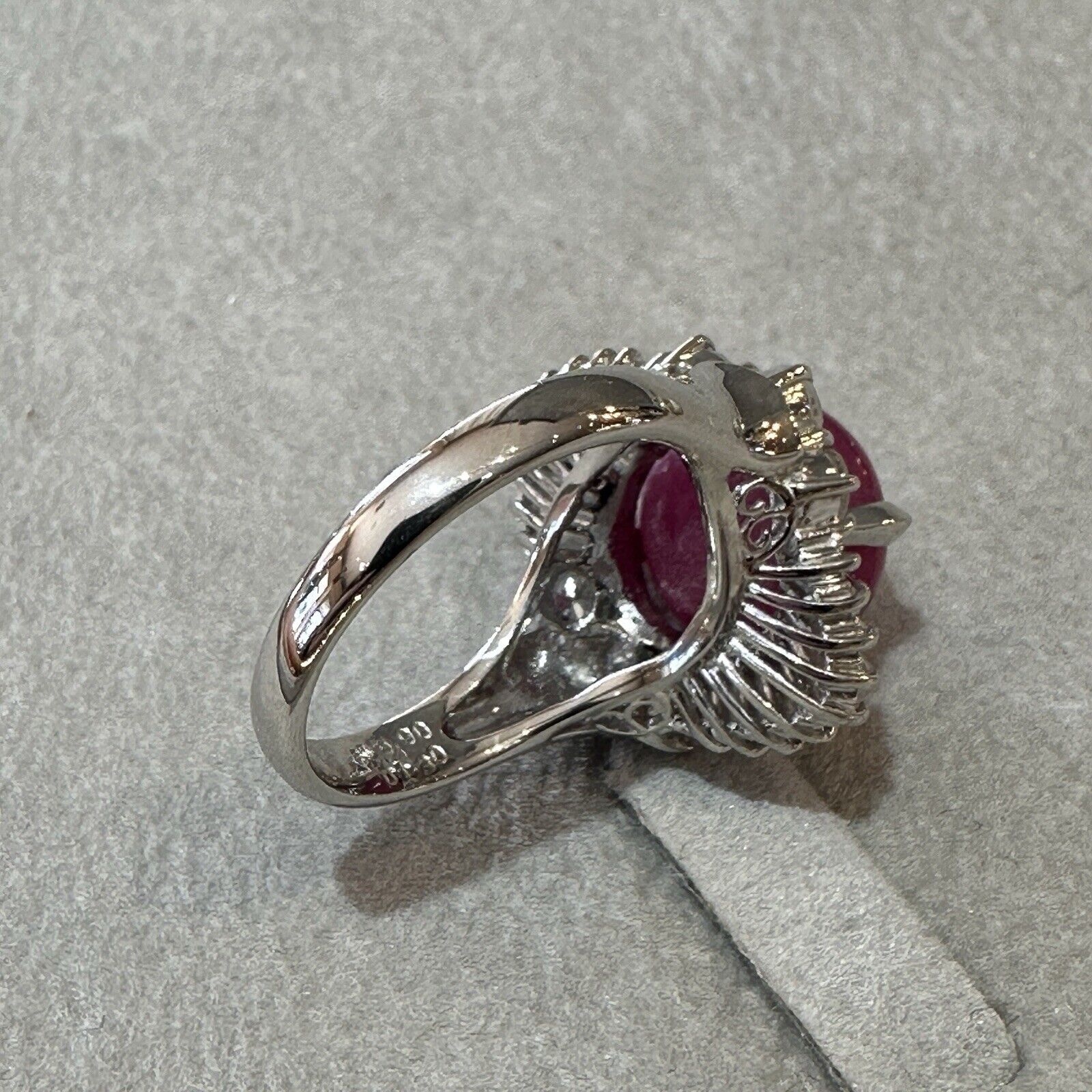 Star Ruby 8.90 ct and Diamond Ballerina Ring in Platinum