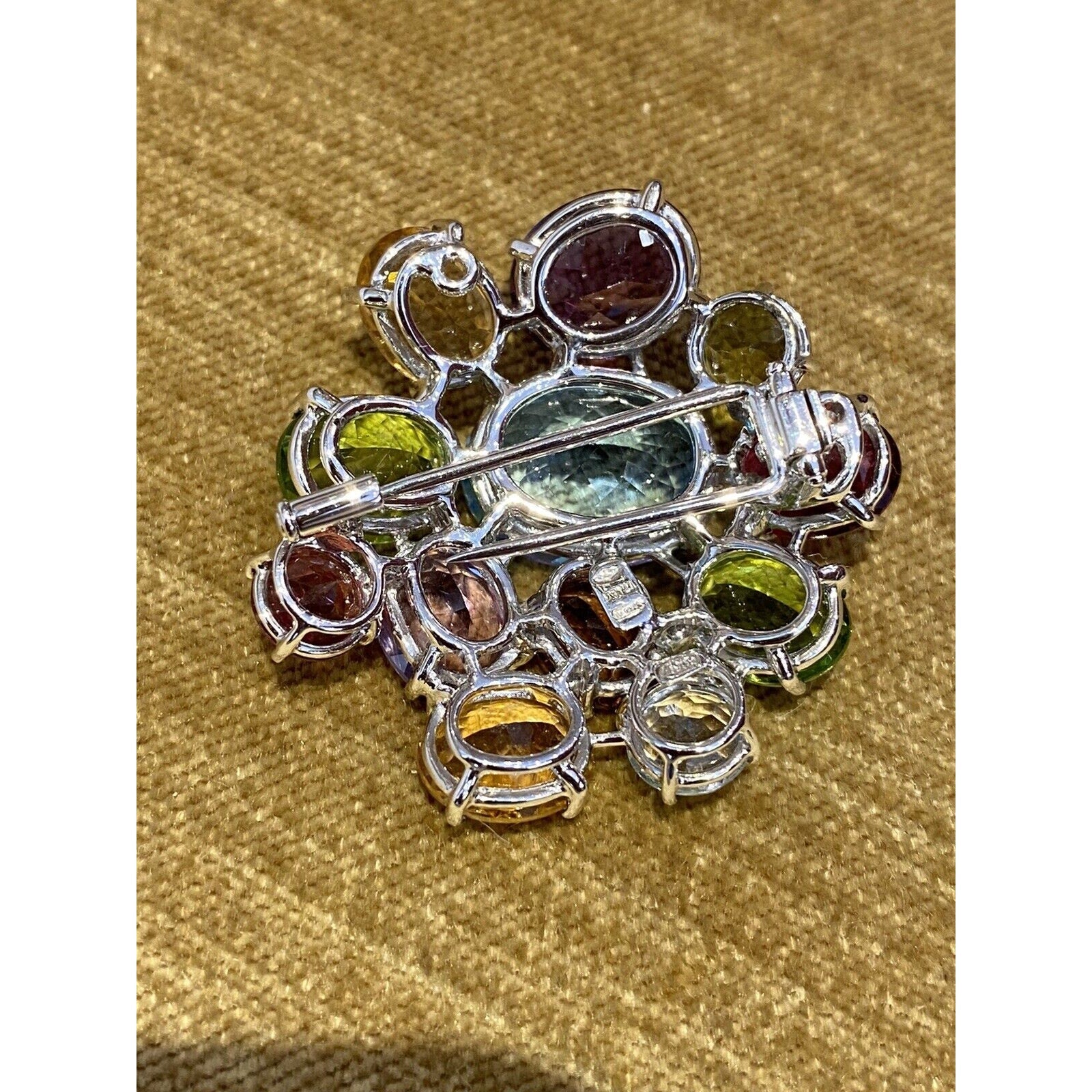 Multi-colored Gems Brooch by Asprey in 18k White Gold