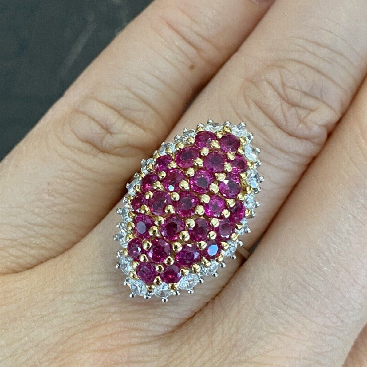 Estate Ruby and Diamond Ring in 18k White Gold and 18k Yellow Gold