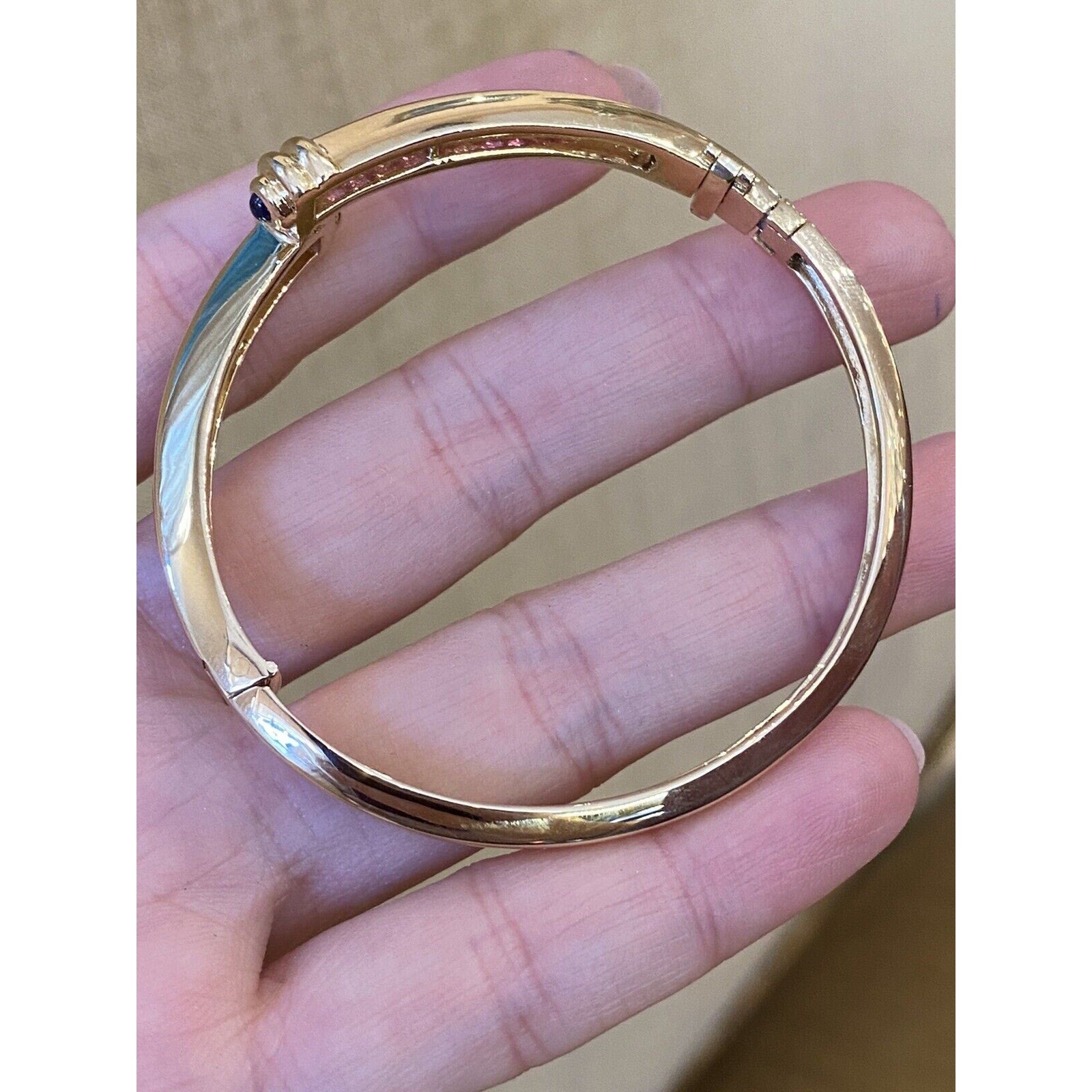 Pink Sapphire Crossover Bangle Bracelet in 18k Yellow Gold