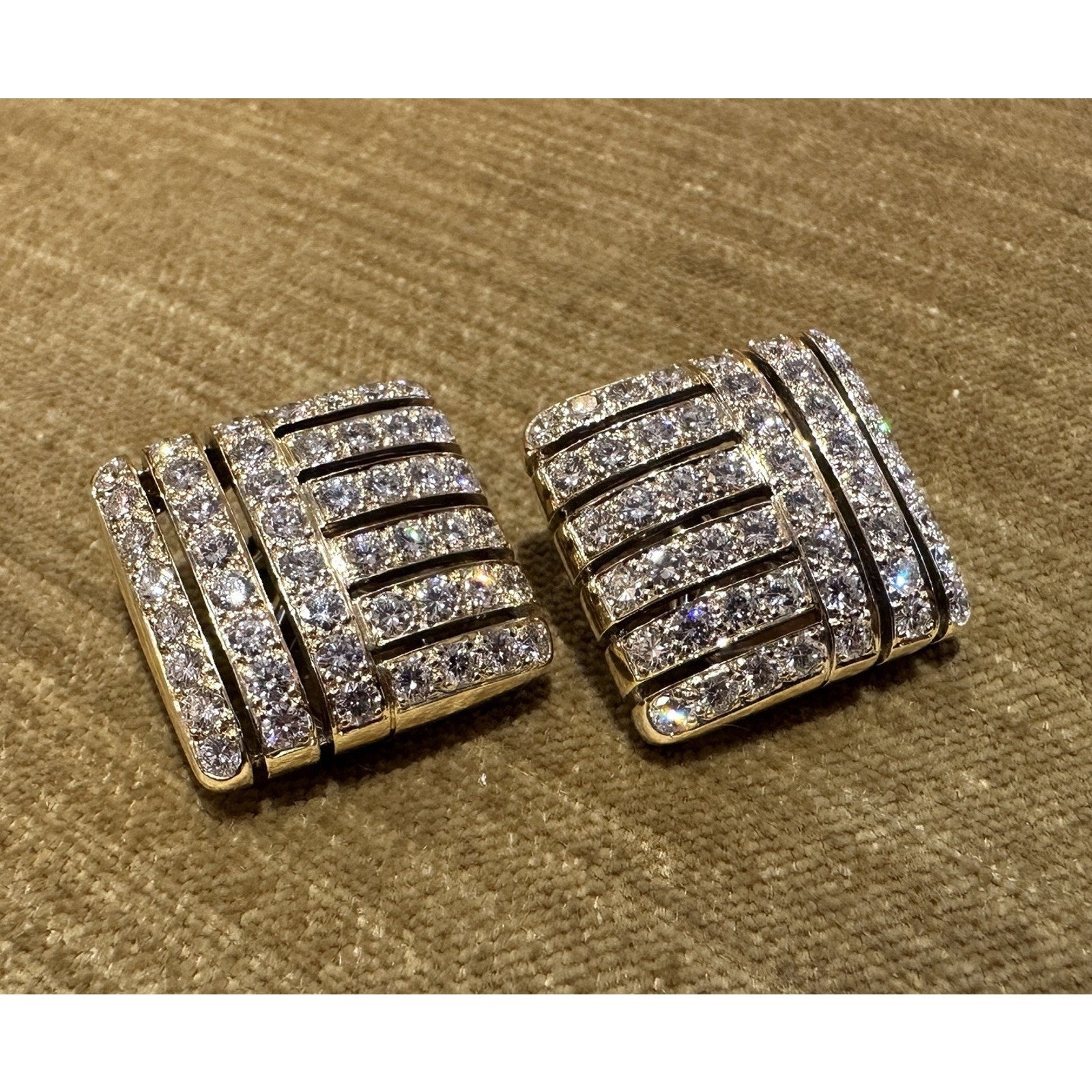 Natural Diamond Square Button Earrings 5cttw in 18k & 14k Yellow Gold