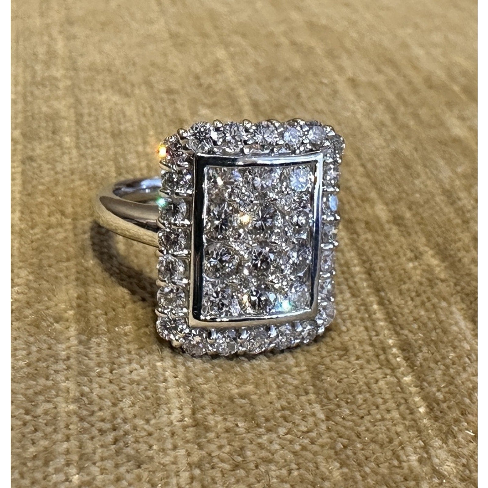 Rectangular Pave Diamond Ring 2.00 cttw in Platinum