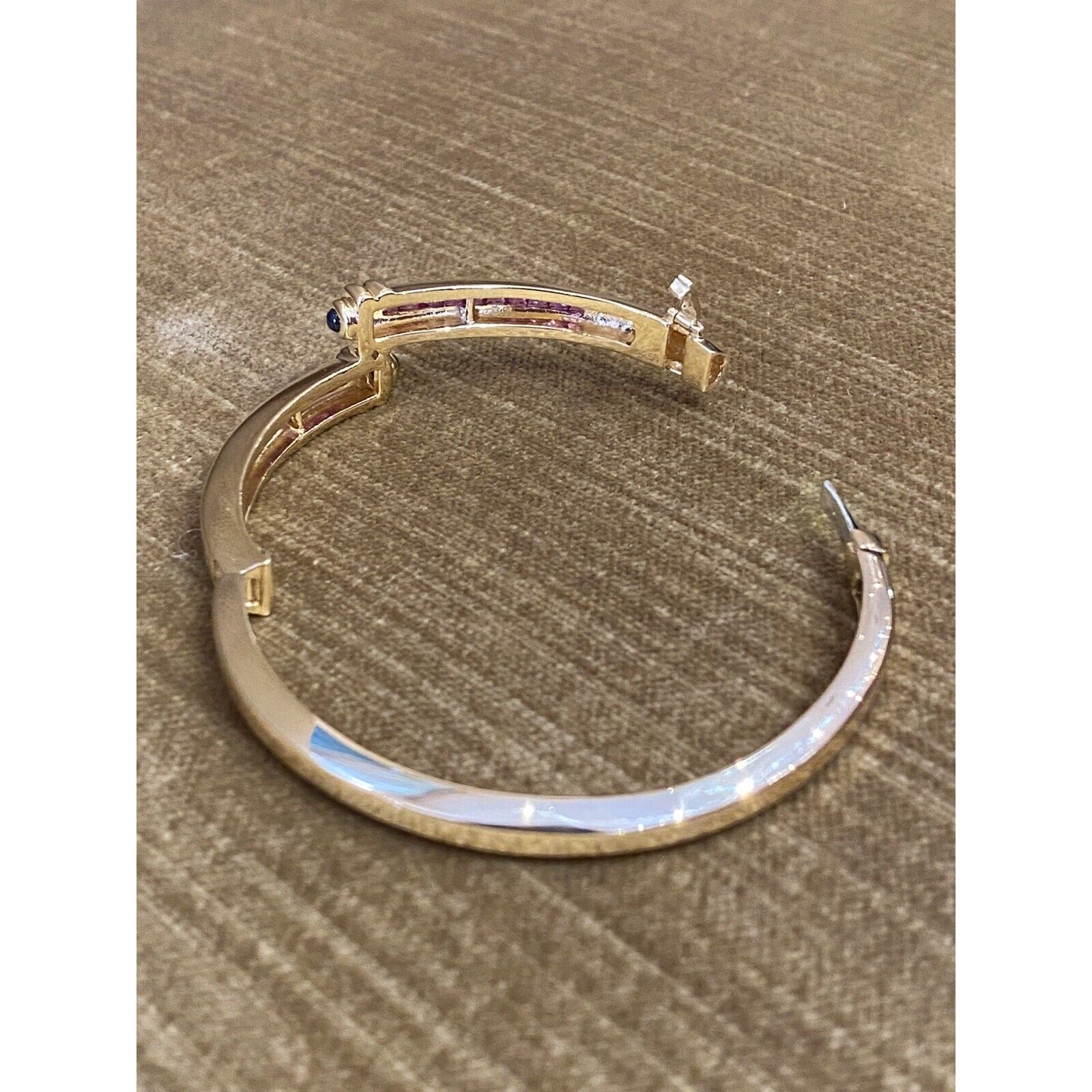 Pink Sapphire Crossover Bangle Bracelet in 18k Yellow Gold