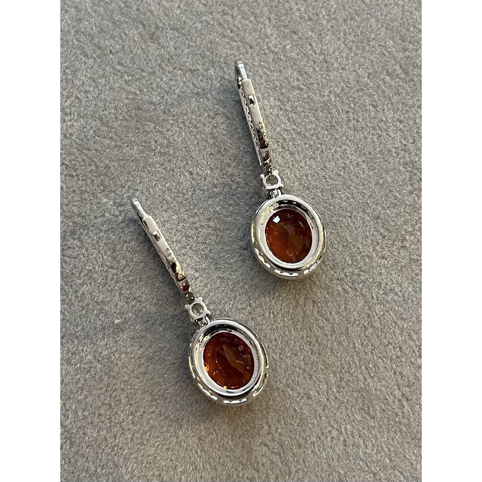 Spessartite Garnet and Diamond Drop Earrings in 18k White Gold