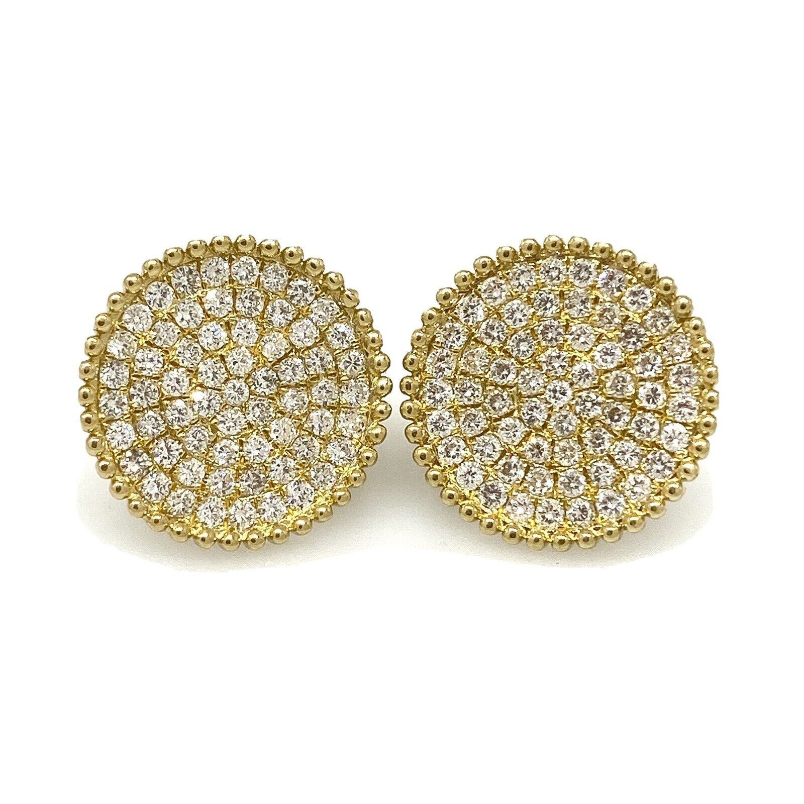 Odelia Cluster Diamond Circle Button Earrings in 18k Yellow Gold