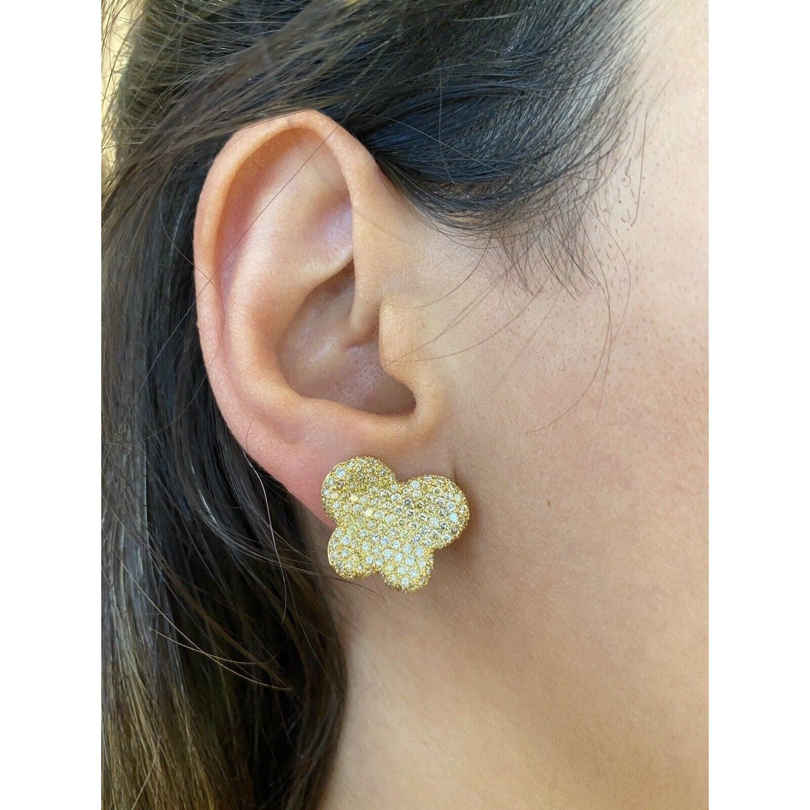 Pave Yellow Diamond Butterfly Earrings 3.35 cttw in 18k Yellow Gold--HM2367SE