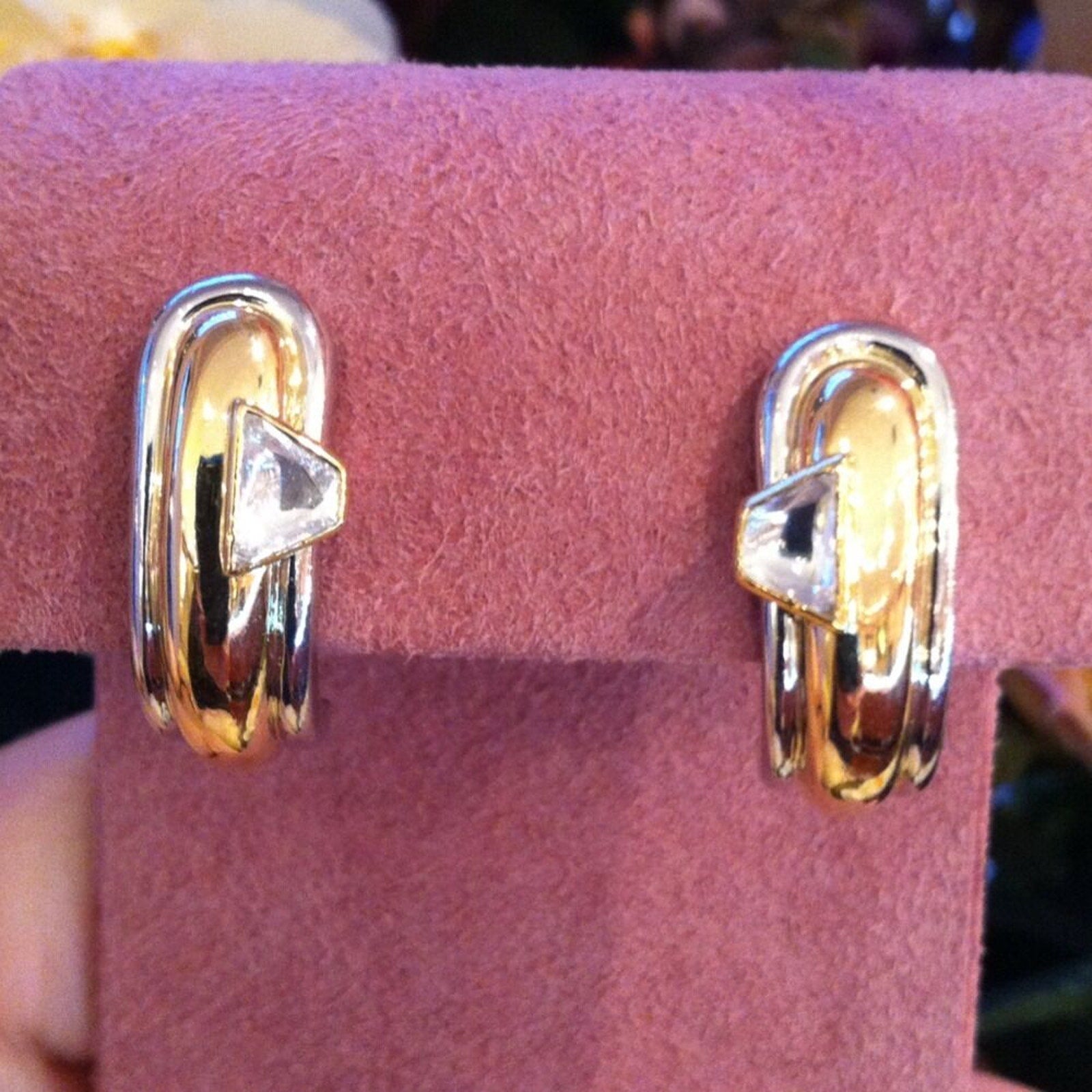 Mirror Cut Diamond Hoop Earrings in Platinum & 18k Yellow Gold