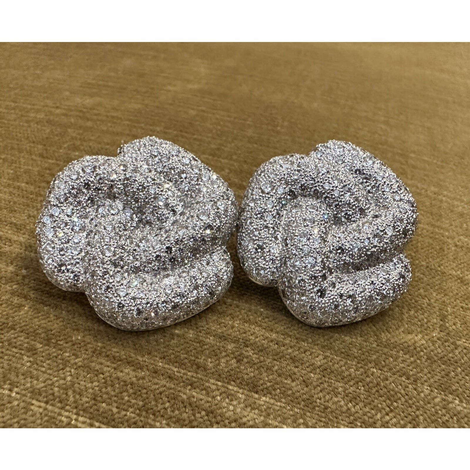 Large Pave Diamond Knot Earrings 10.00 cttw in 18k/14k Gold - HM2350ZE