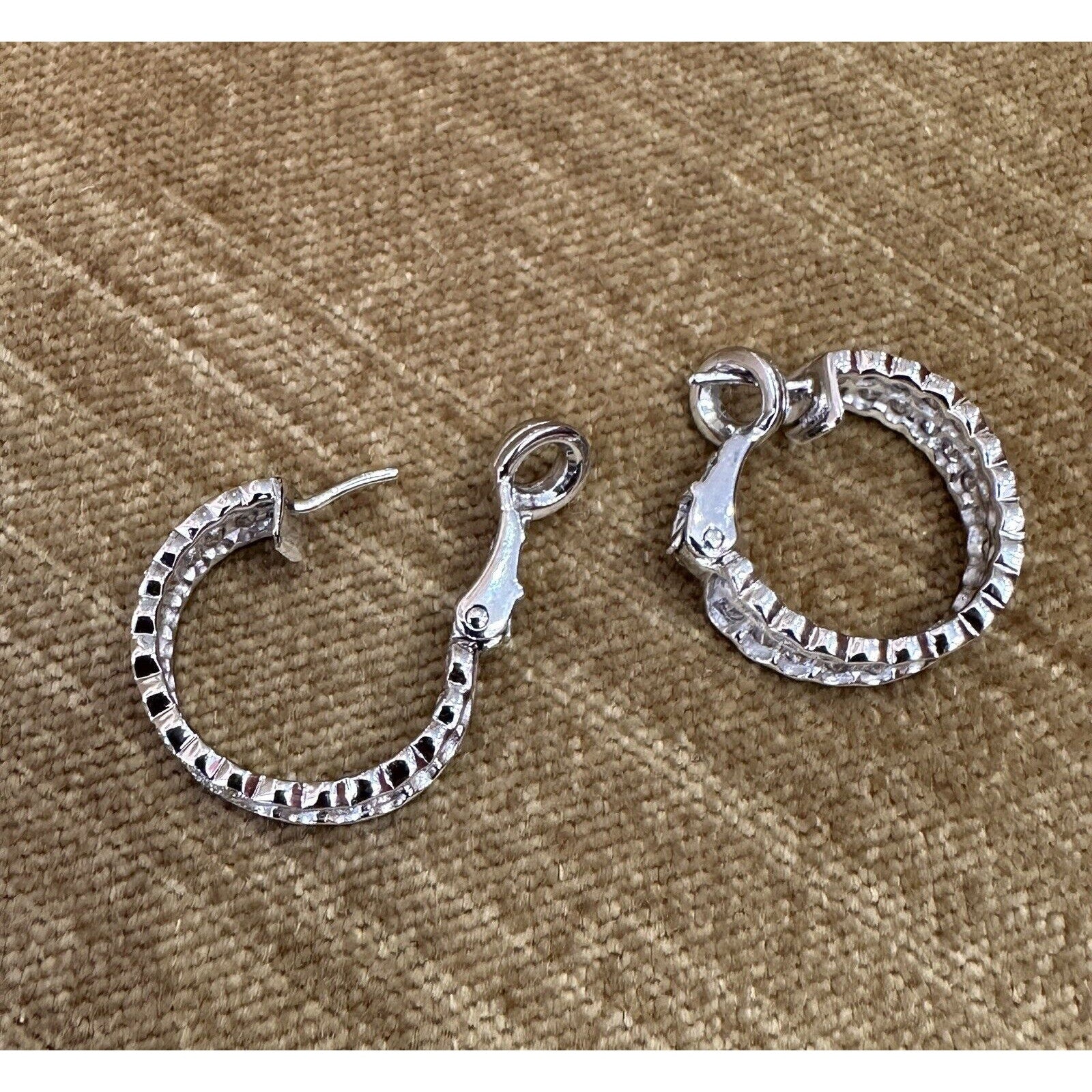 Two Row Diamond Hoop Earrings 2.00 cttw in 18k White Gold