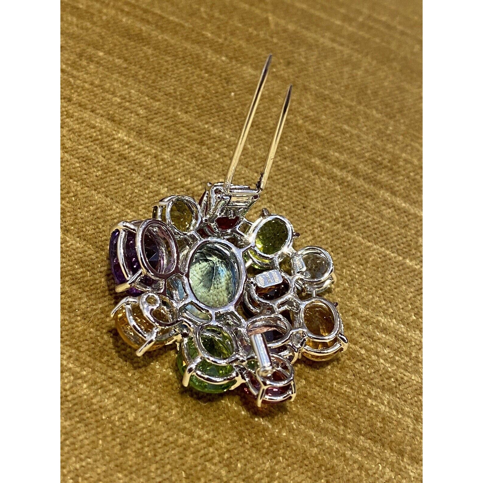 Multi-colored Gems Brooch by Asprey in 18k White Gold