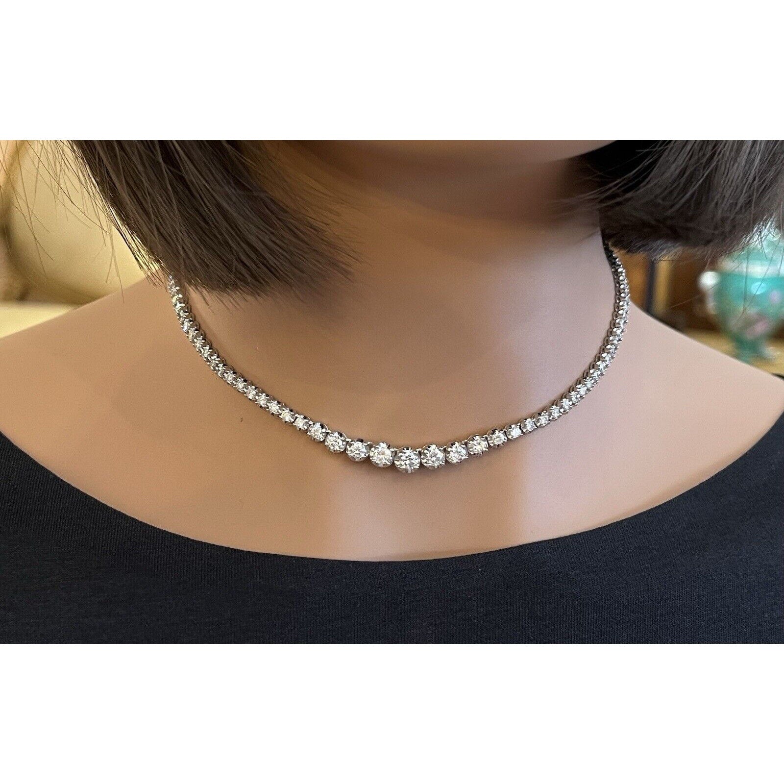 5.00 cttw Natural Diamond Graduated Tennis Necklace in Platinum