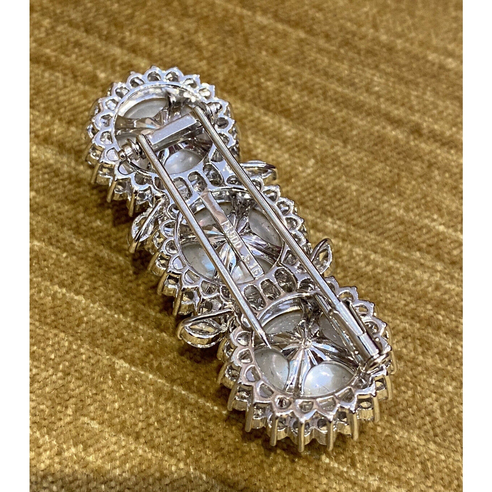 South Sea Pearl and Diamond Bar Brooch Pin in Platinum