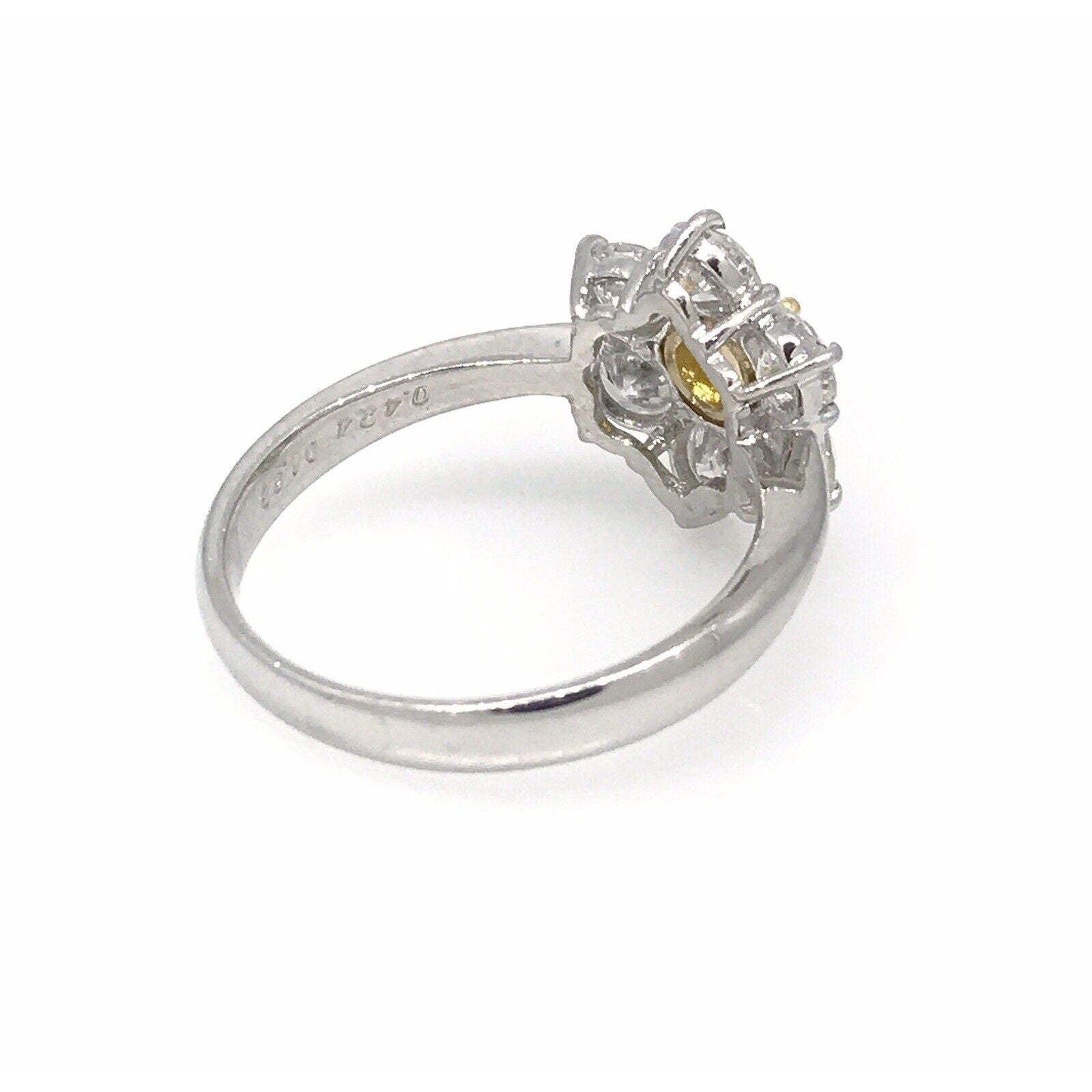 GIA Fancy Intense Yellow Diamond Floret Ring in Platinum /18k Gold