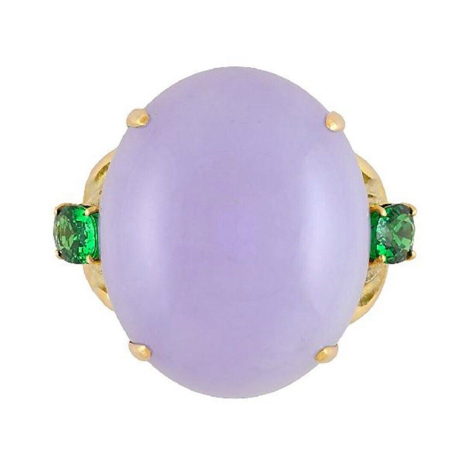 GIA Type A 55.41 ct Natural Purple Jadeite Jade Ring in 18k Yellow Gold