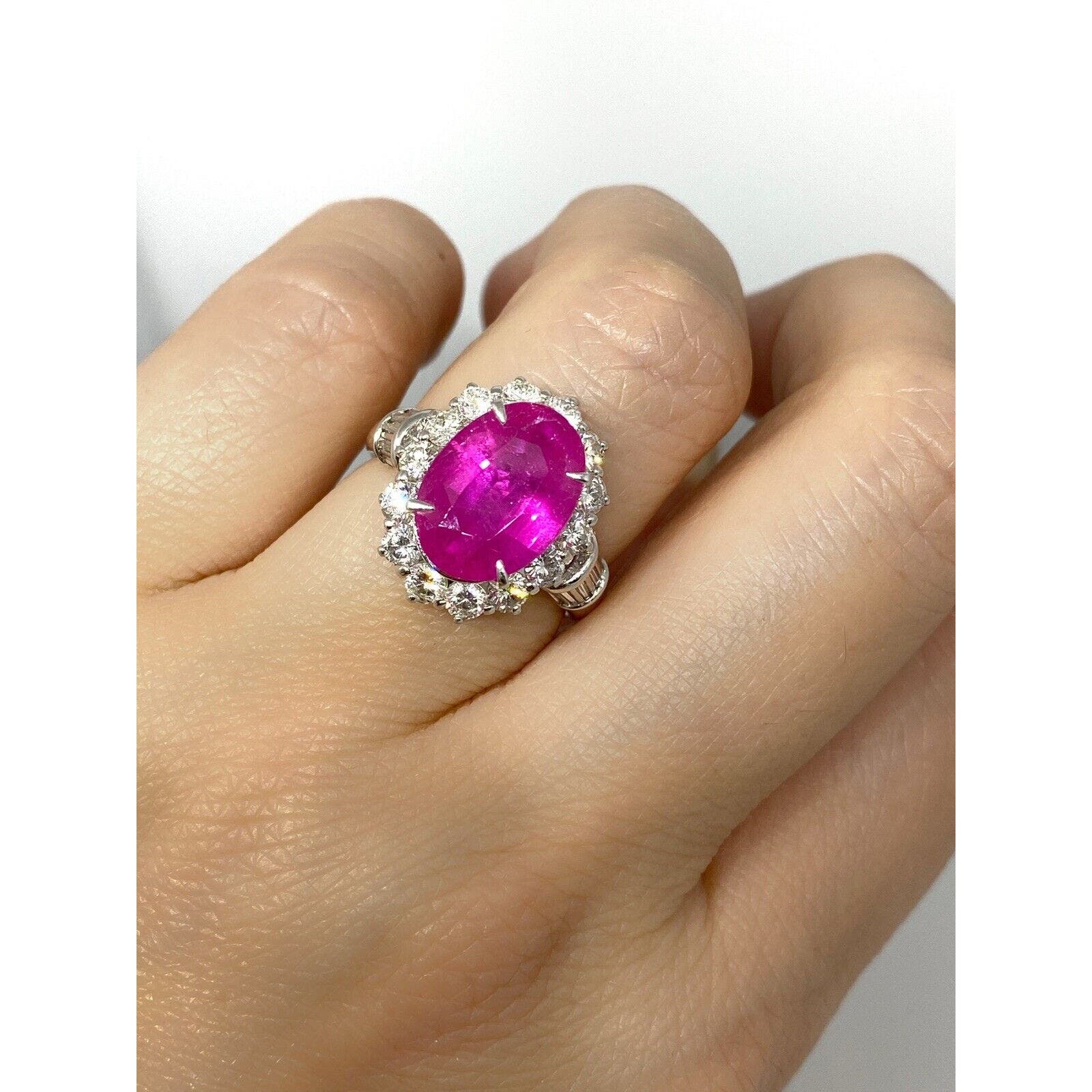 GIA Burma Heated Ruby 4.74 ct Oval in Diamond Platinum Ring - HM2284ZE