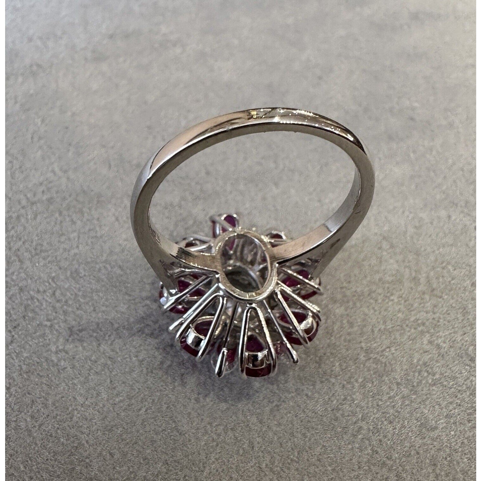 GIA .93 carat Marquise Diamond and Pear Ruby Cocktail Ring in Platinum