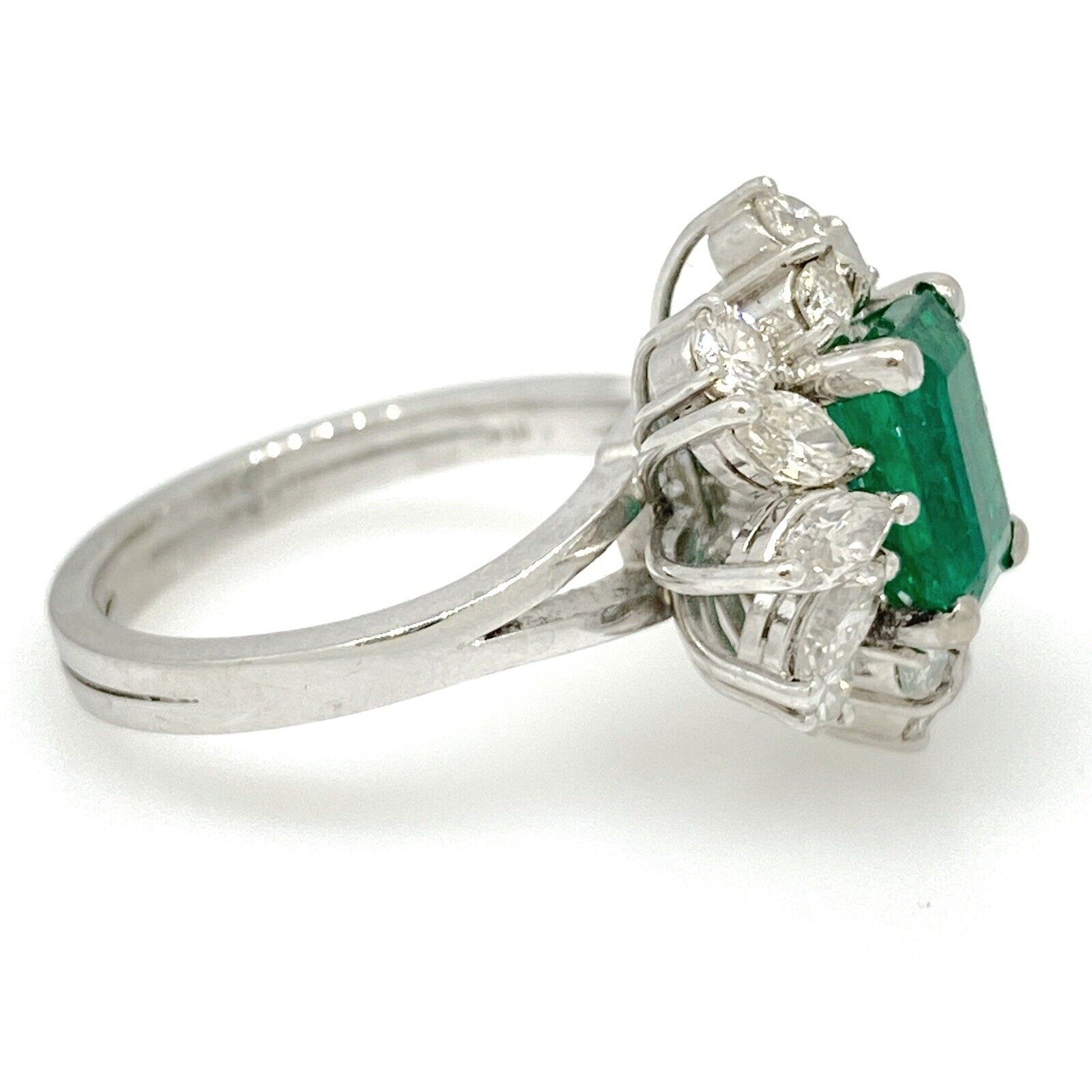 GIA 1.62 cts Colombian Emerald & Diamond Ballerina Ring 18k White Gold -HM2083BE