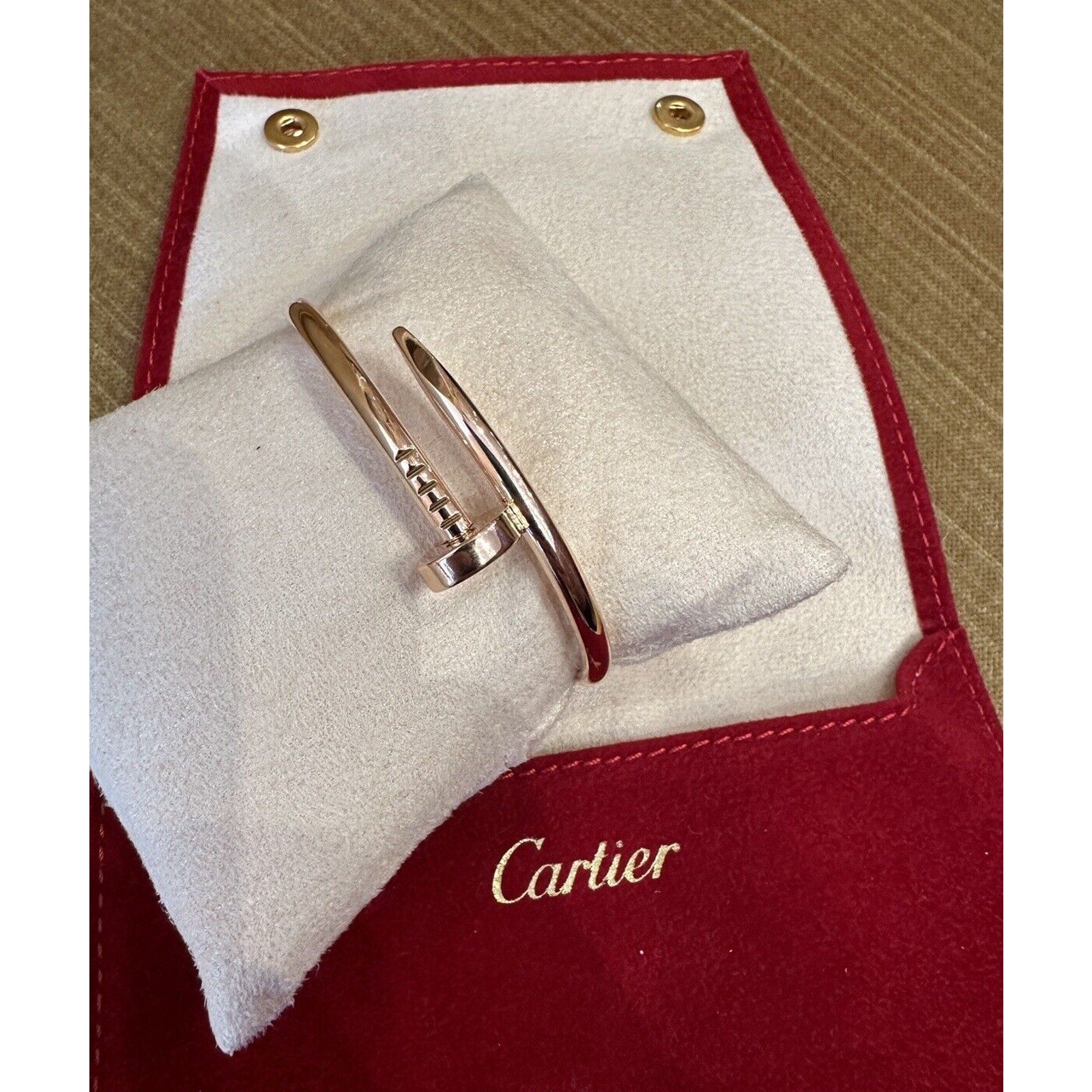 Authentic Cartier 18k Rose gold Juste un Clou Nail Bangle Bracelet Size 15