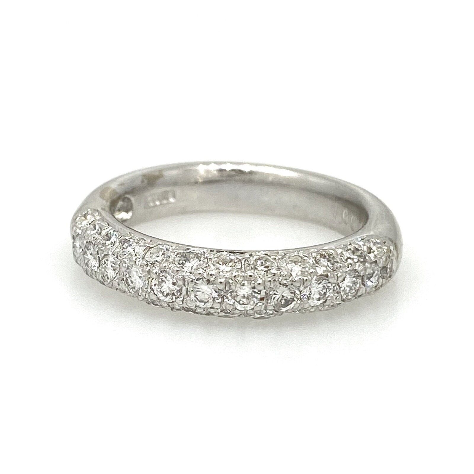 Half Eternity Pave Diamond Band Ring 1.00 cttw in 18k White Gold